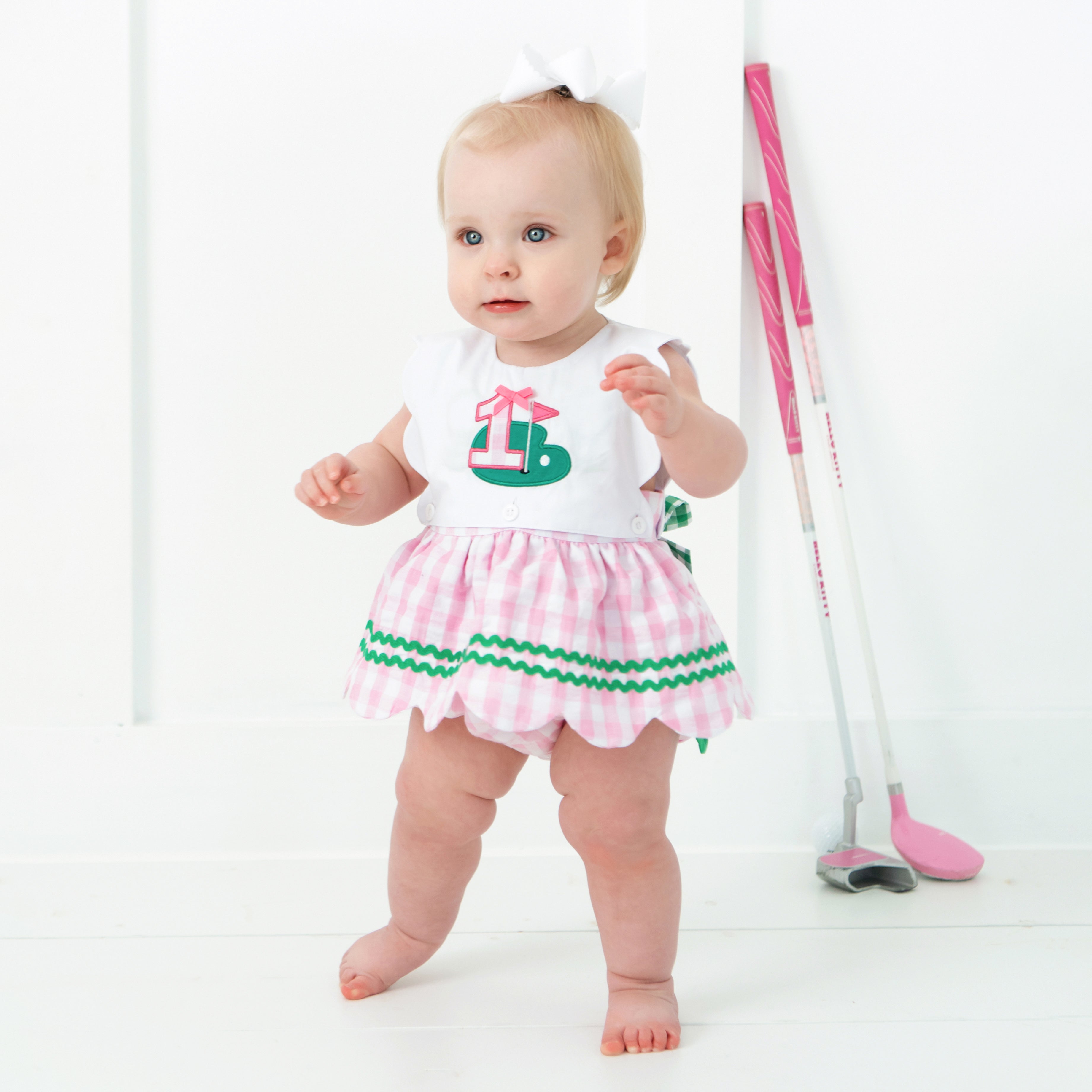 Hole-in-one First Birthday Girls Reversible Golf Bubble