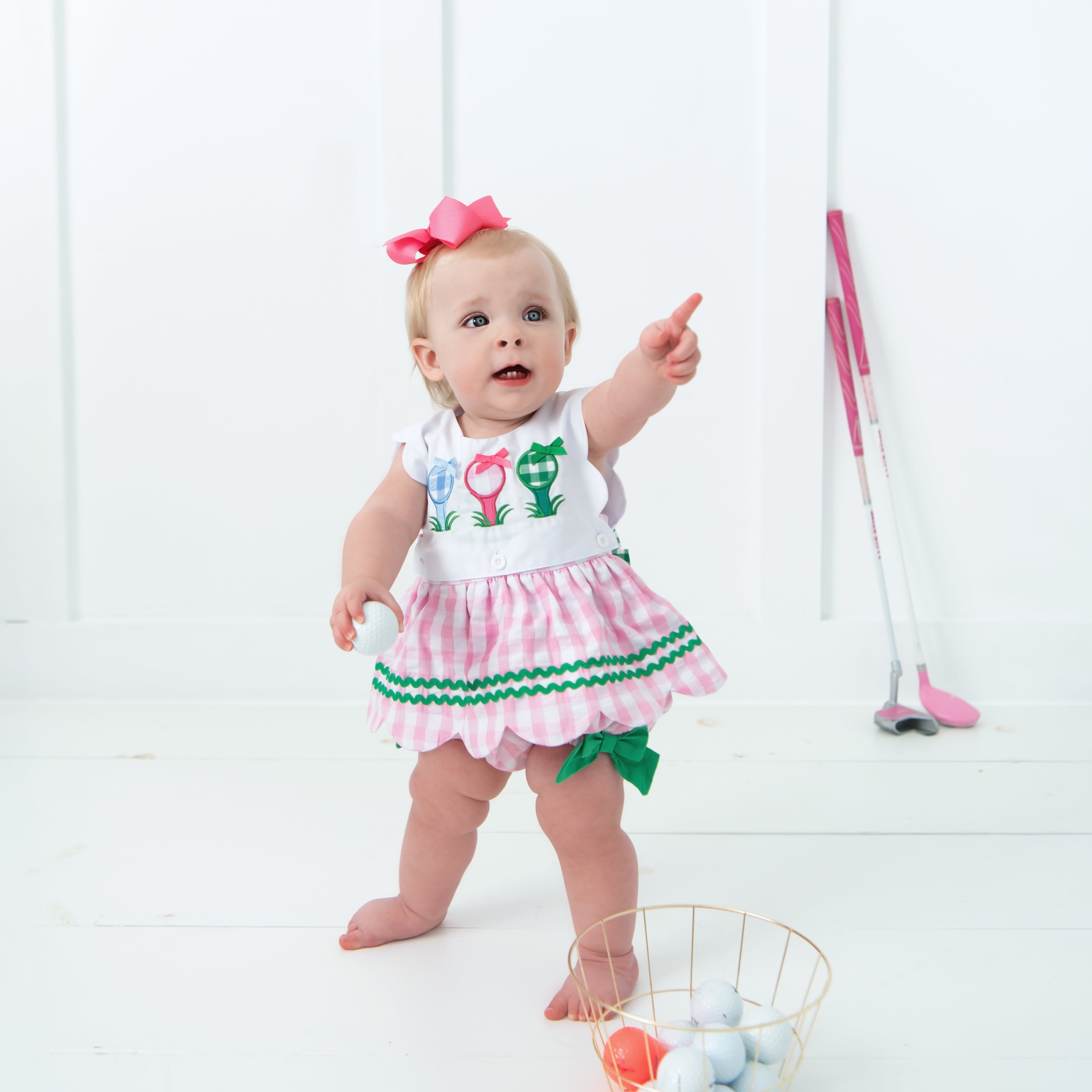 Hole-in-one First Birthday Girls Reversible Golf Bubble