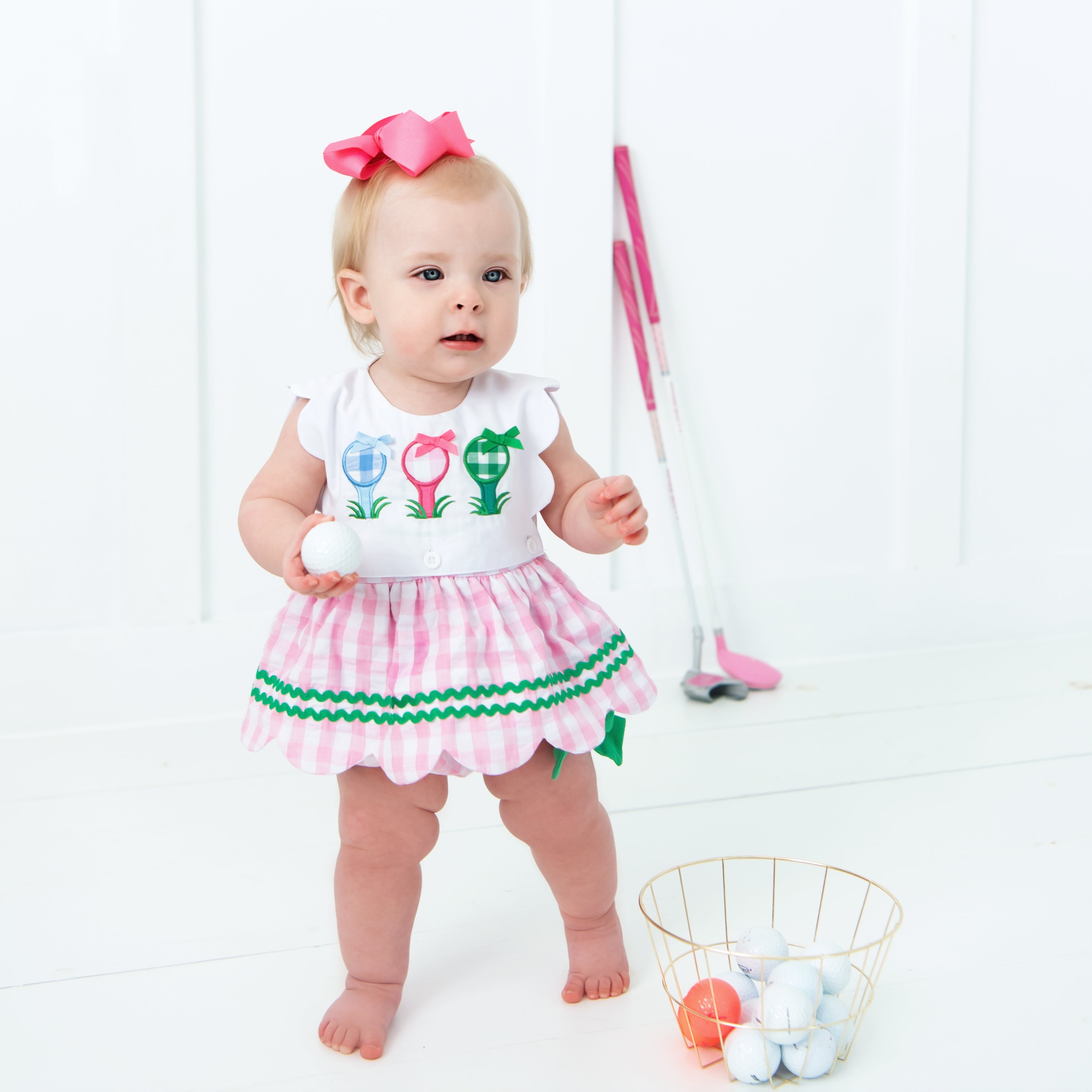 Hole-in-one First Birthday Girls Reversible Golf Bubble