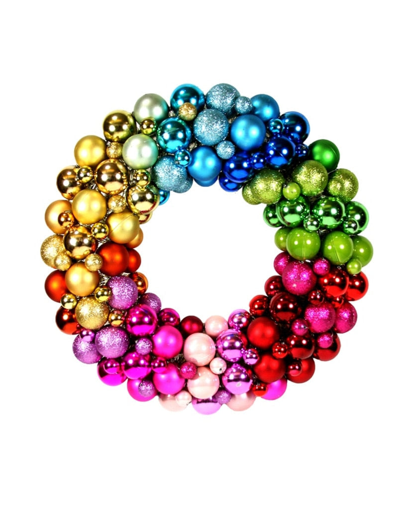 Ball Encrusted Wreath, Rainbow