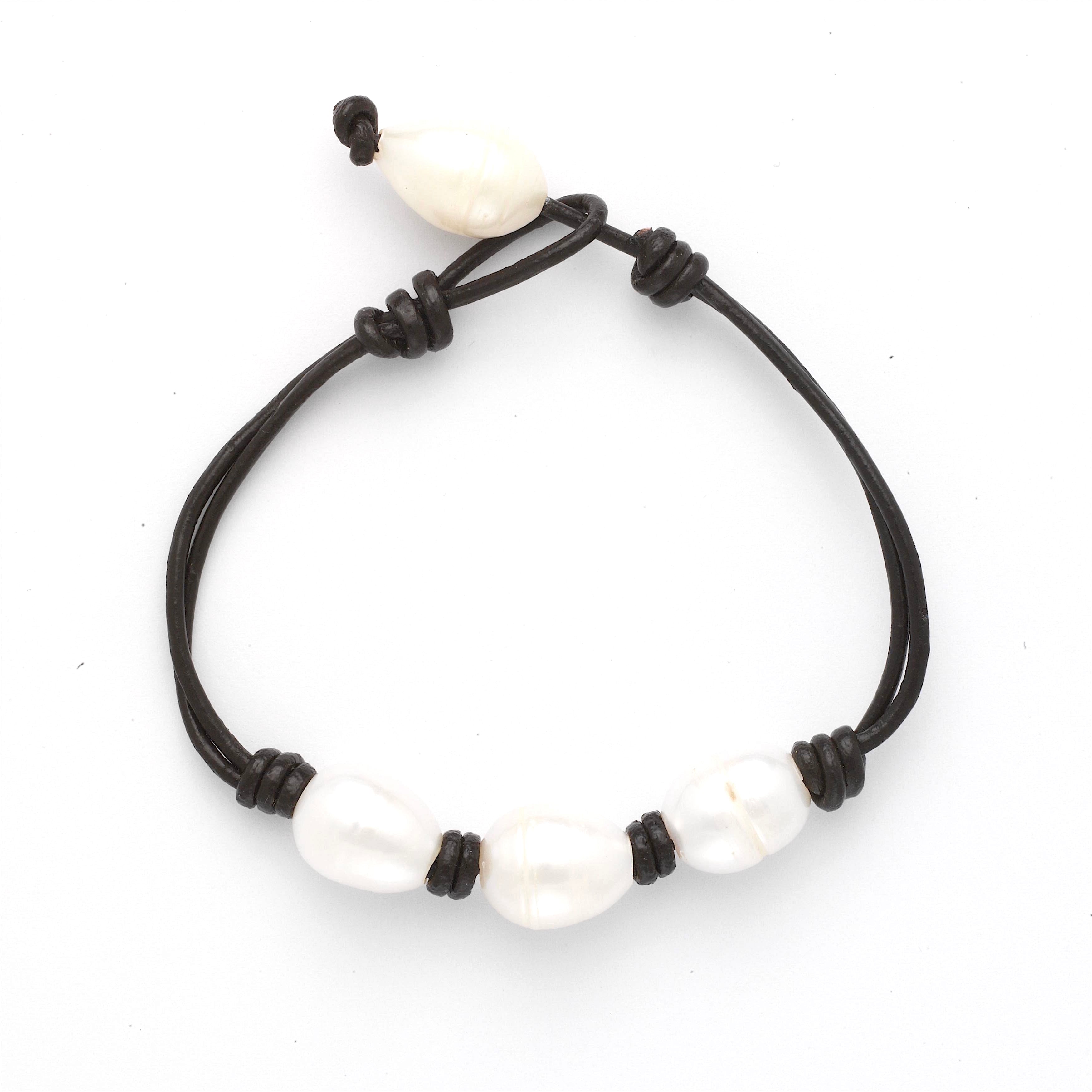 Triple Freshwater Baroque White Pearl Bracelet