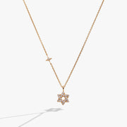 Star Of David Delicate Pave Crystal Pendant Necklace