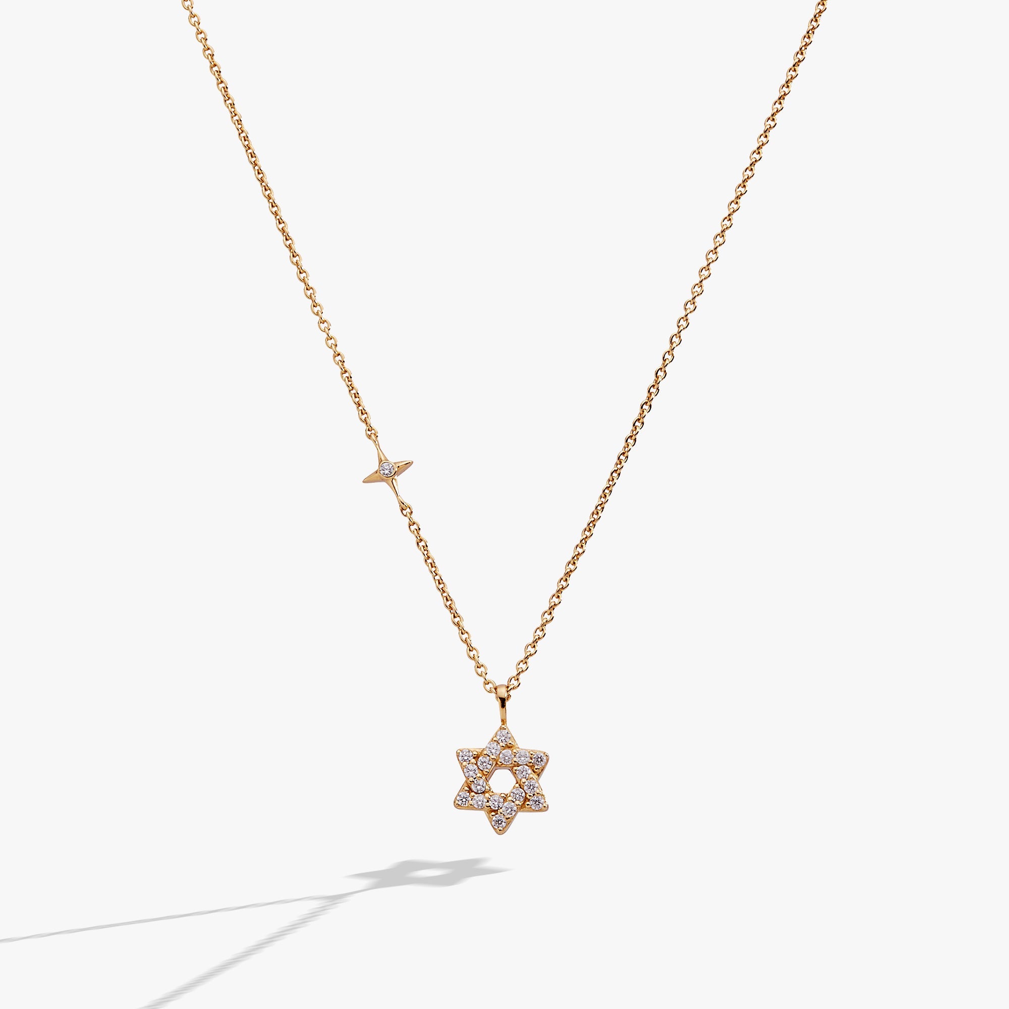 Star Of David Delicate Pave Crystal Pendant Necklace