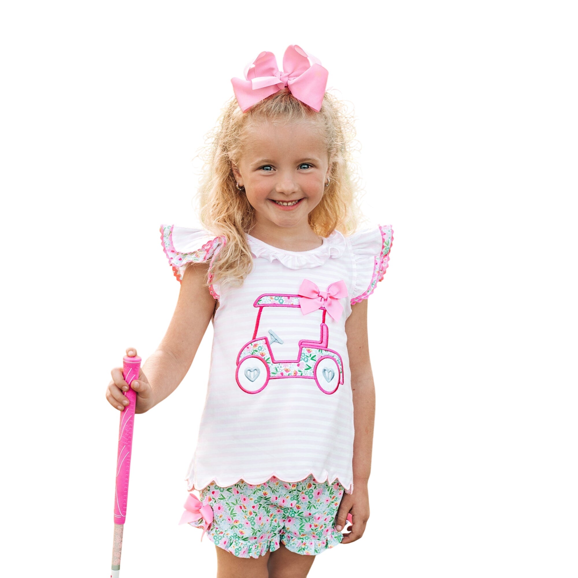 Floral Tee Time Girls Golf Short Set