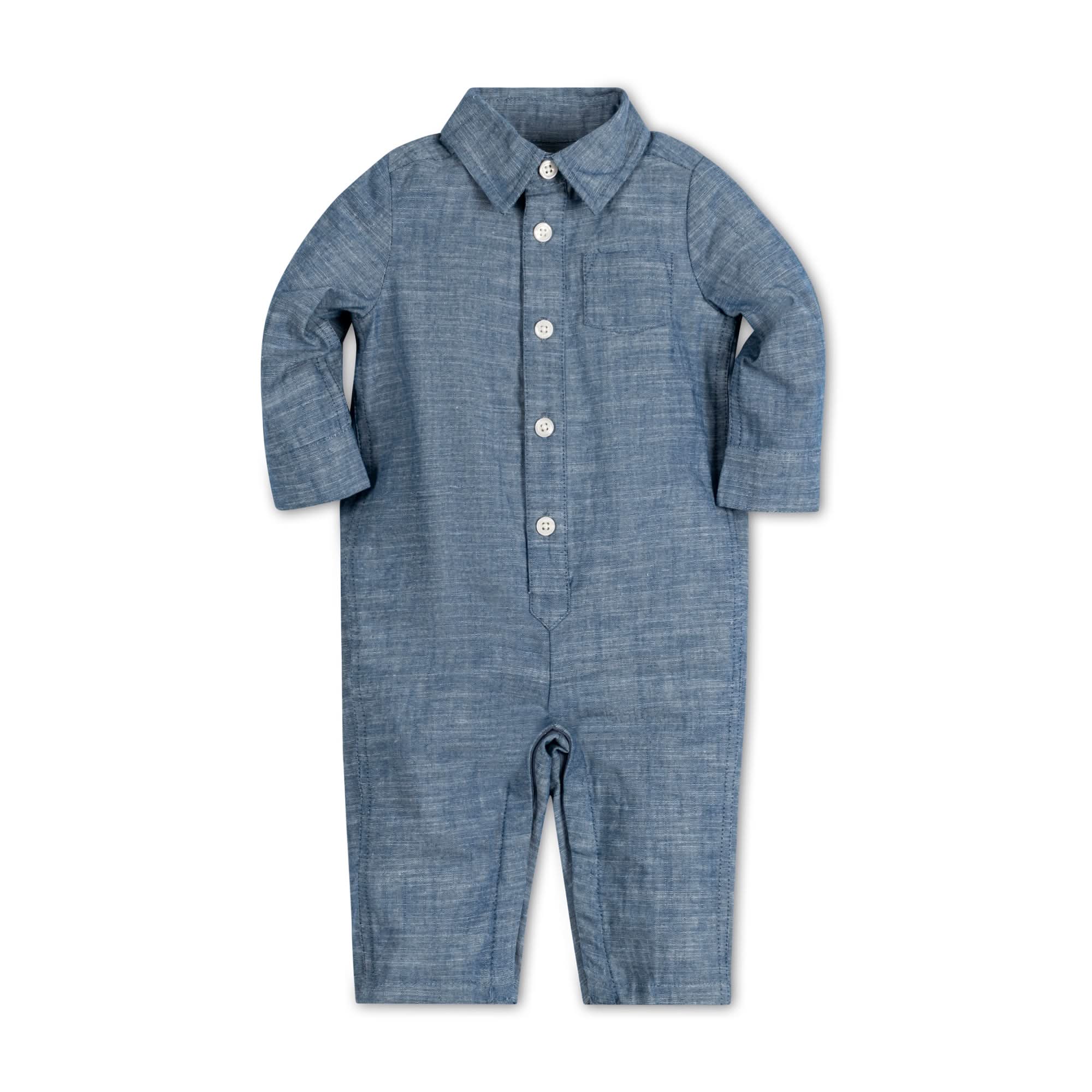 Organic Chambray Button Front Romper