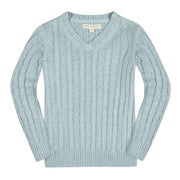 Organic Fine Gauge Cable V-neck Sweater - Baby