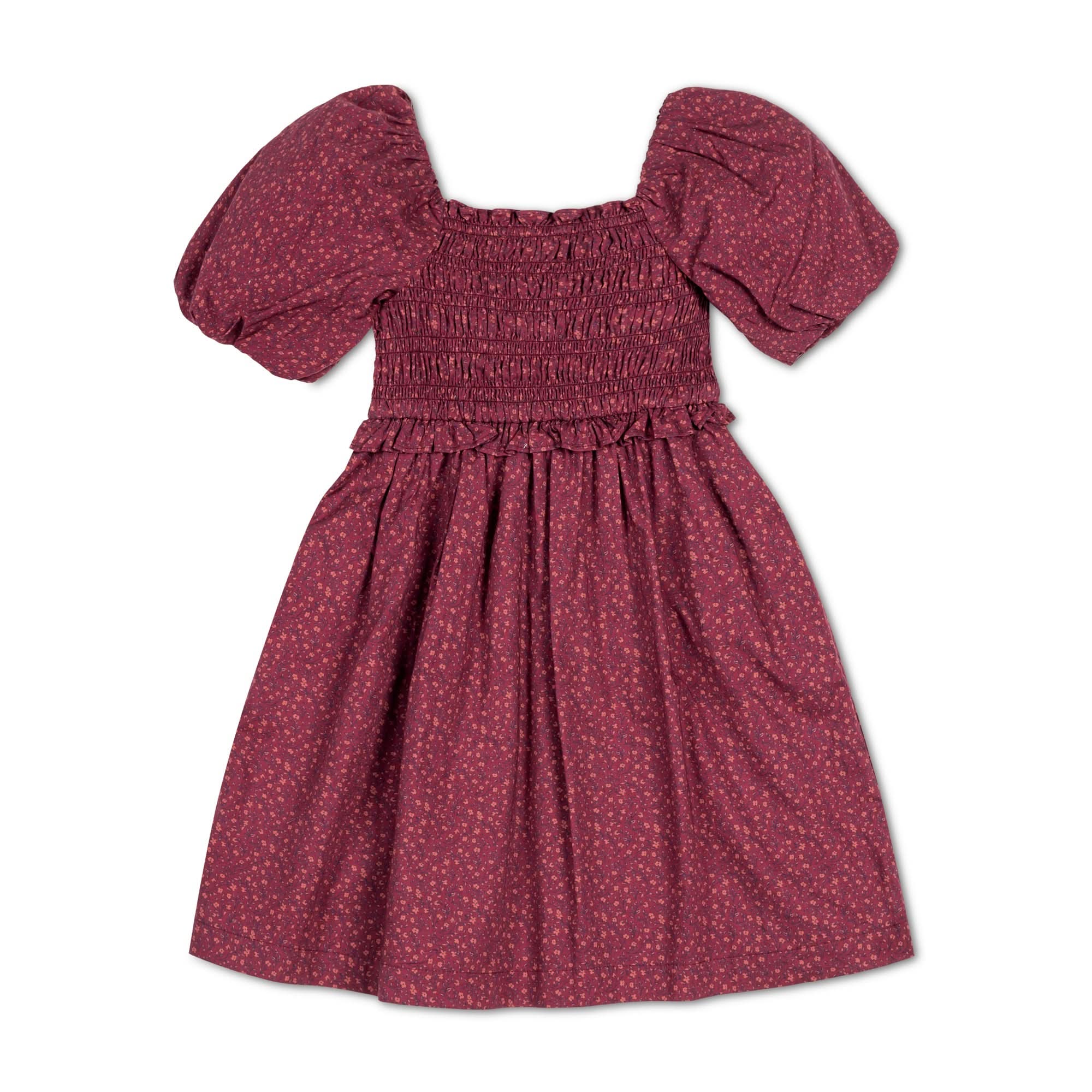 Organic Smocked Bubble Sleeve Dress