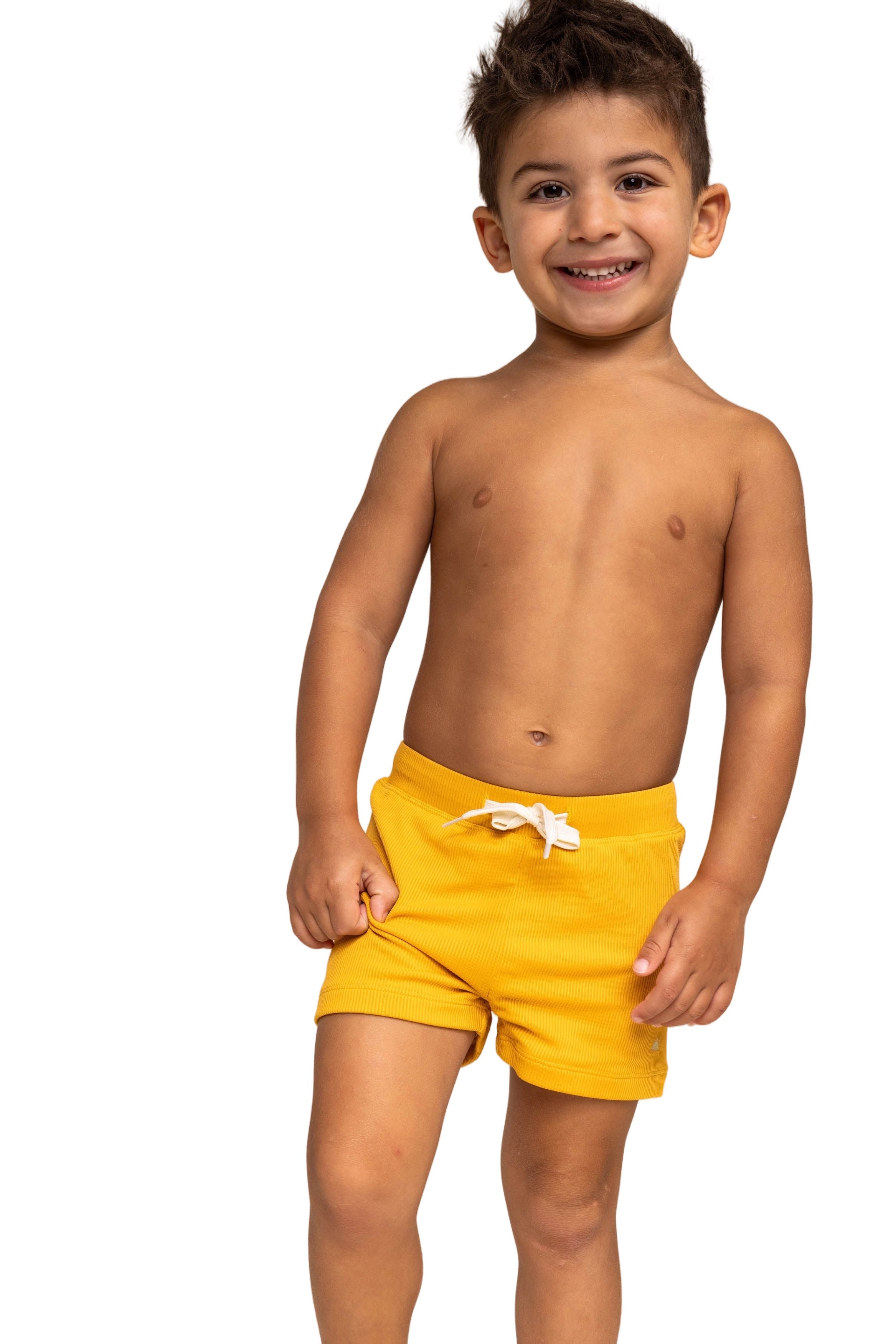 Boy's Euro Short | Yellow Ribbed