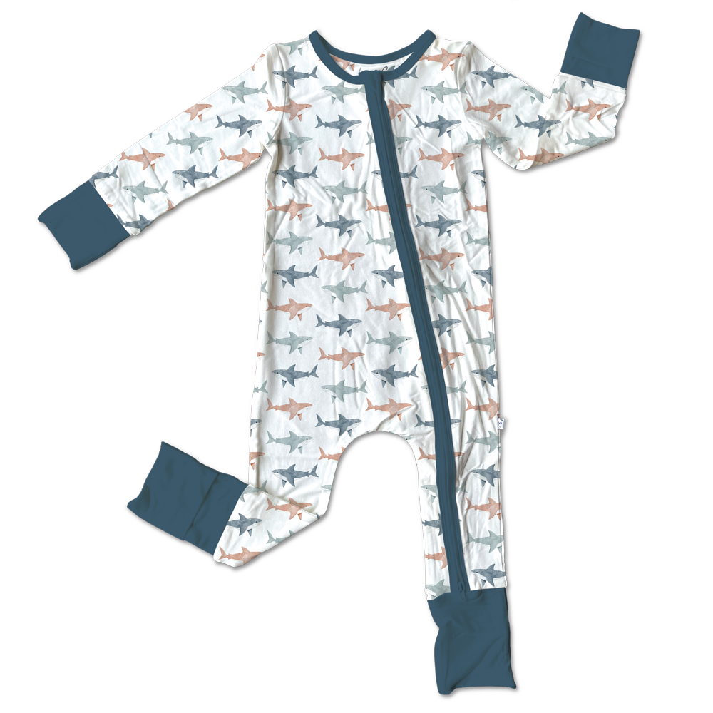 Grace Sharks Bamboo Convertible Footie (pre-order)
