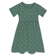 Green Plaid Bamboo Ruffle Spin Dress (pre-order)