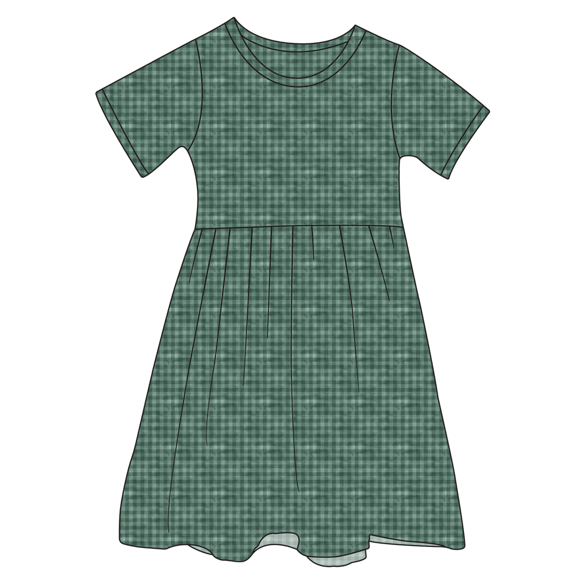 Green Plaid Bamboo Ruffle Spin Dress (pre-order)