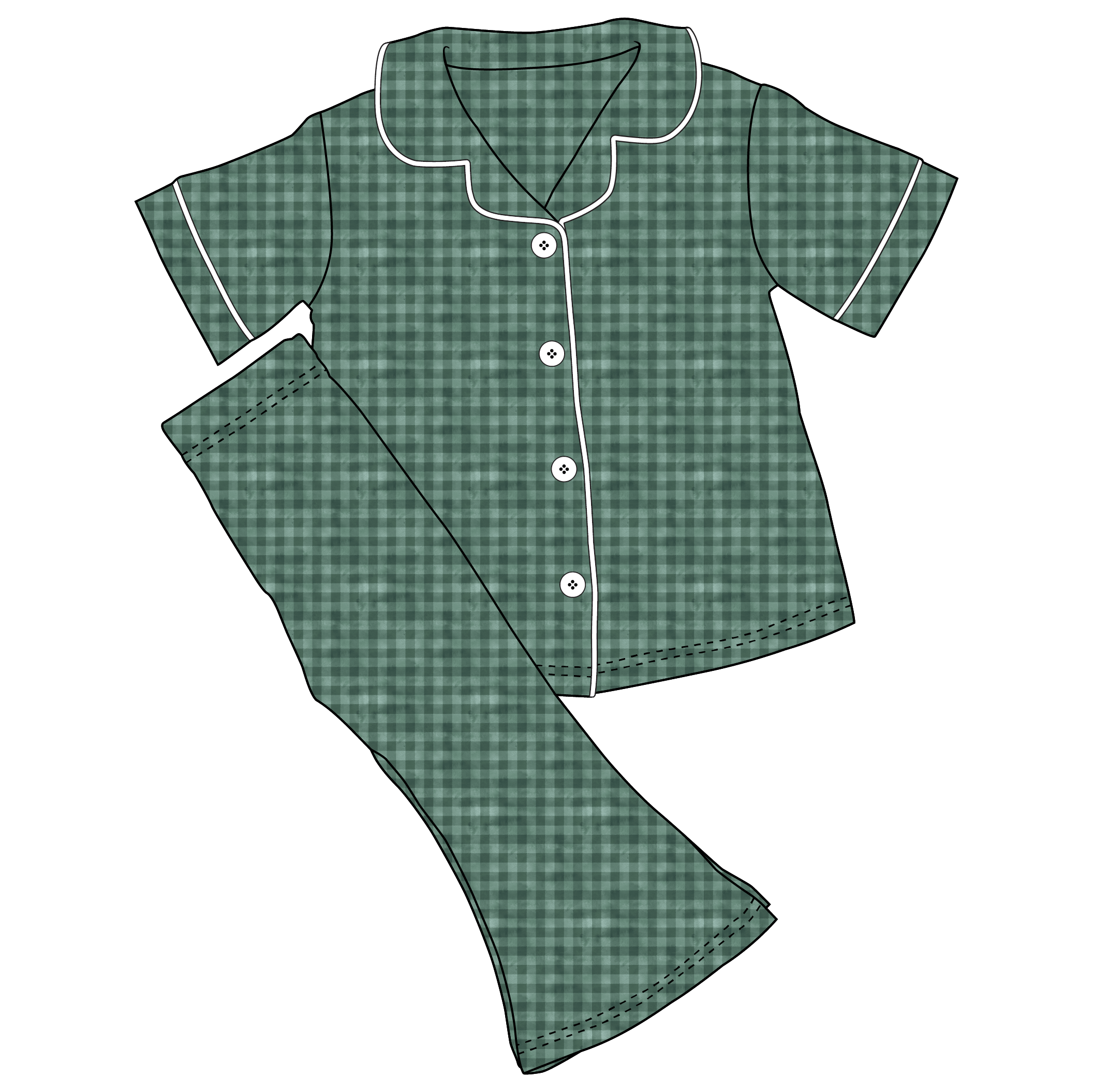 Green Plaid Bamboo Girls Luxe Lounge Set (pre-order)