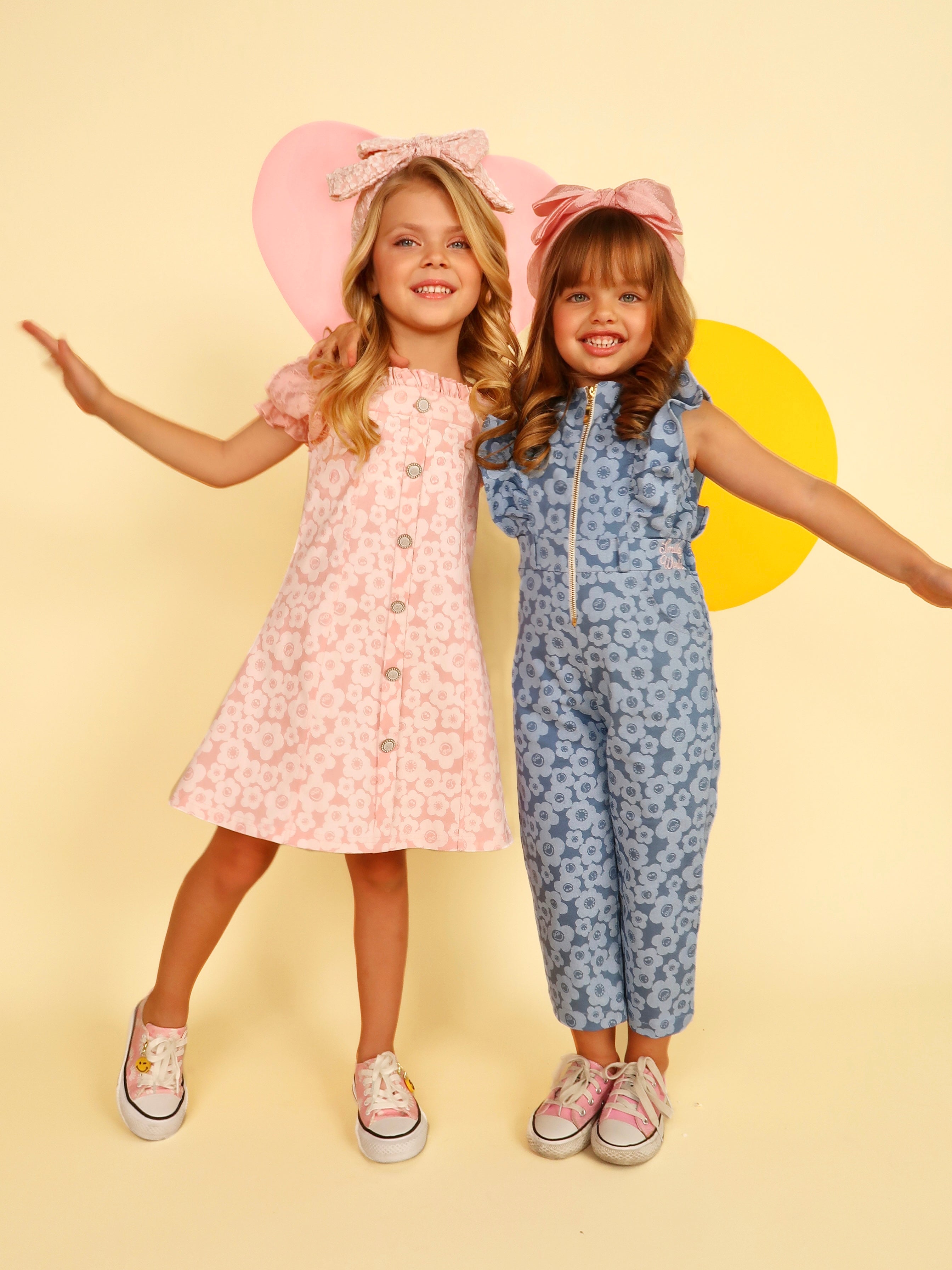 Smileyworld  Flower Power Pink Denim Dress