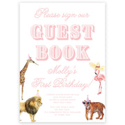 Pink Party Animal Guest Book Sign