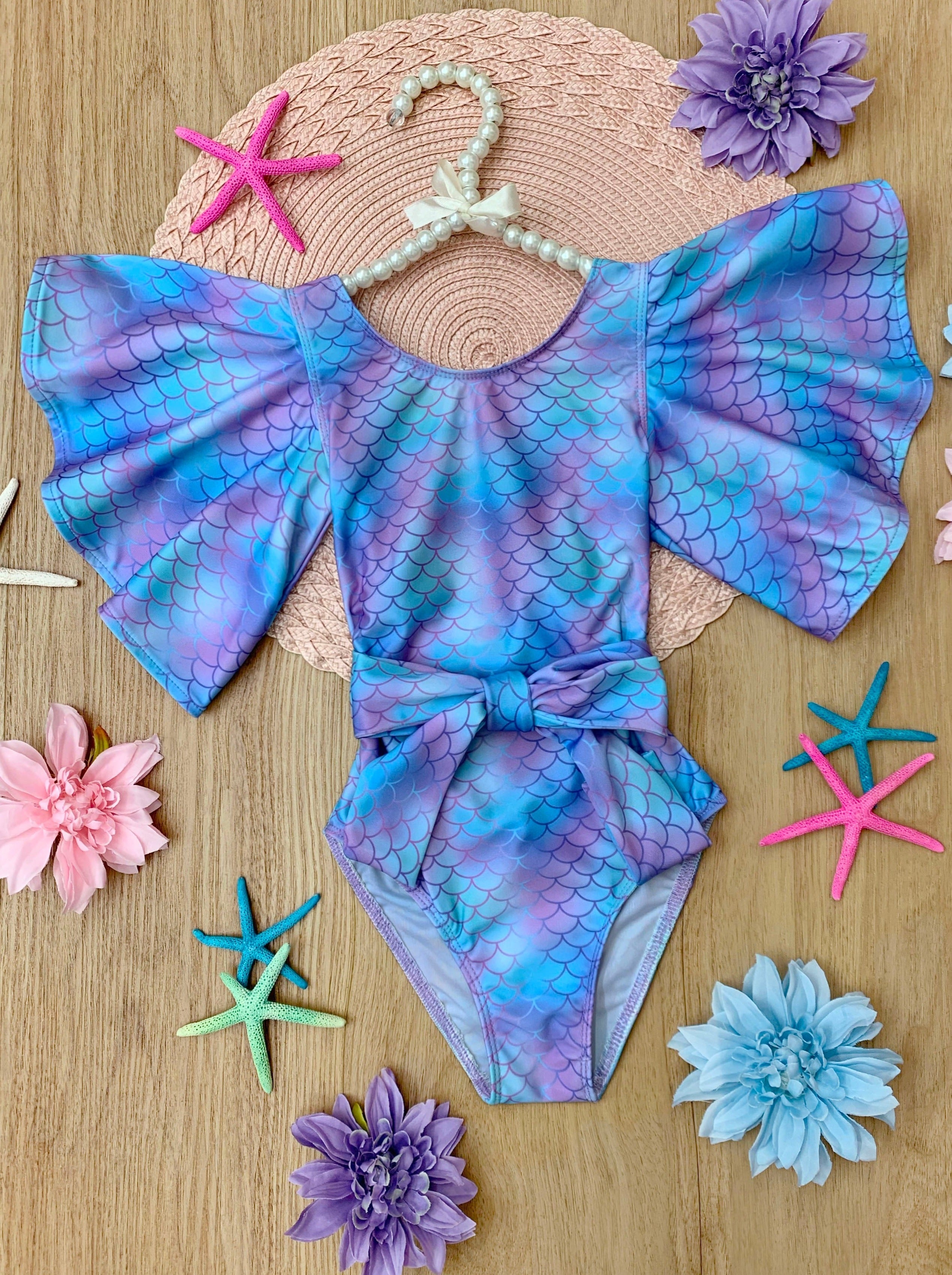 Aqua-dorable Flare Sleeve One Piece Swimsuit