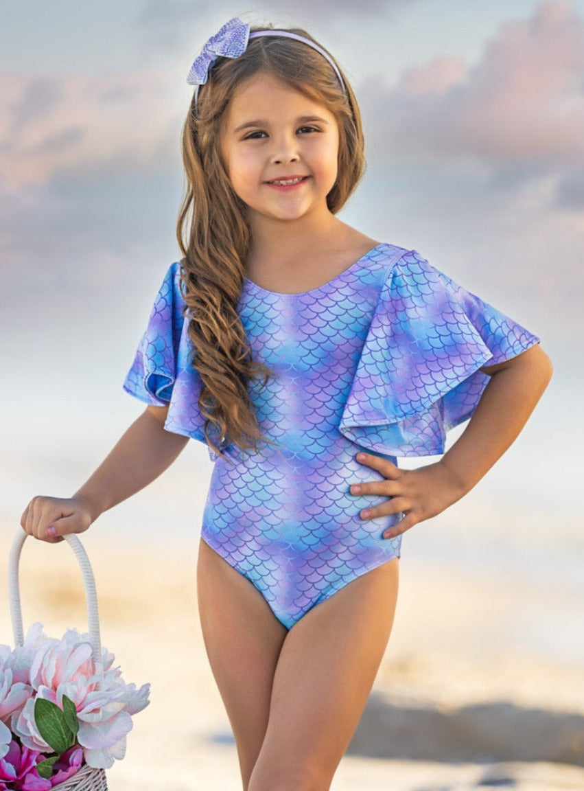 Aqua-dorable Flare Sleeve One Piece Swimsuit