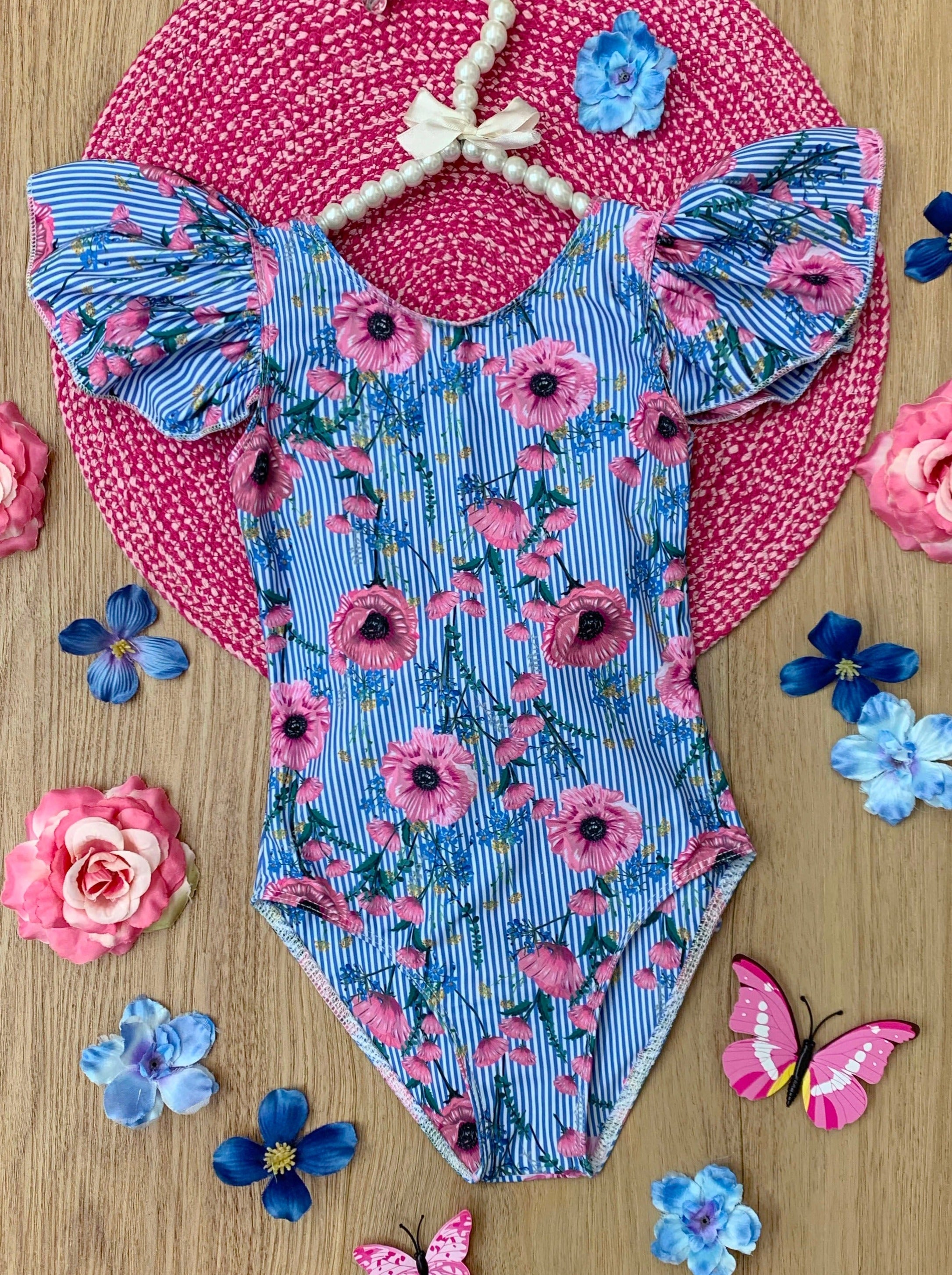 Floral Reef Flutter Sleeve One Piece Swimsuit