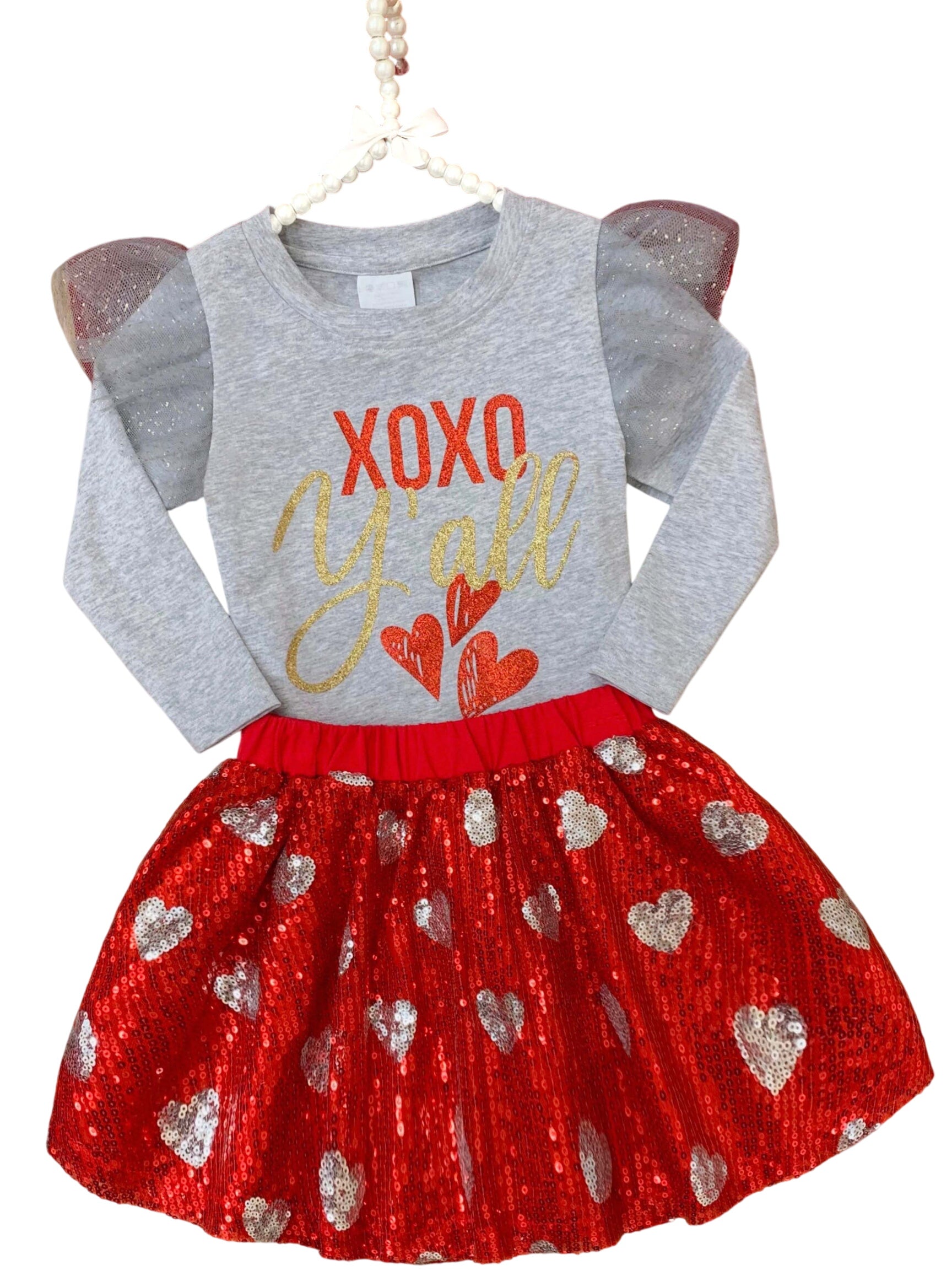 Xoxo Y'all Sequin Skirt Set