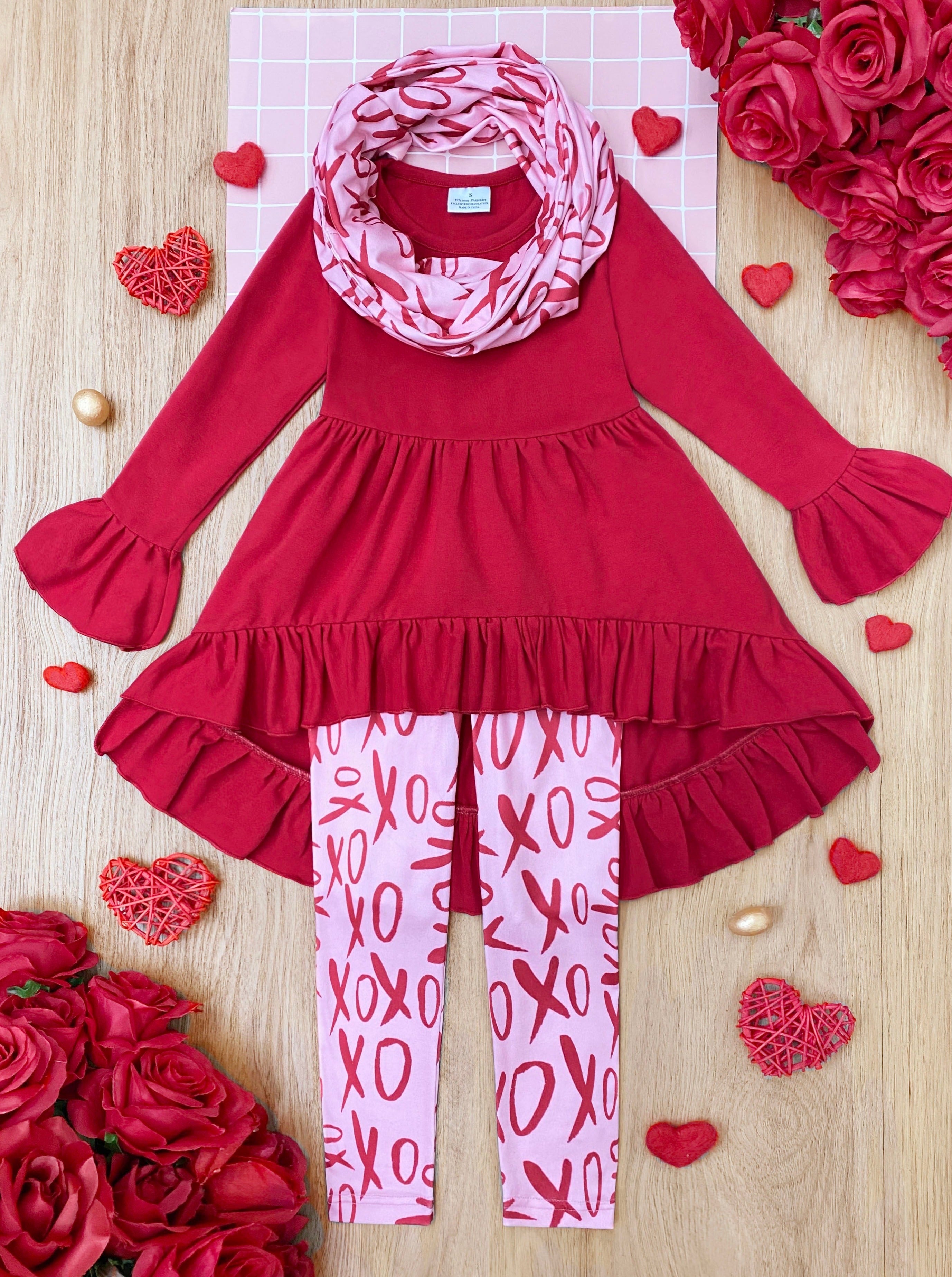 Sending You Xoxos Tunic, Scarf, And Legging Set