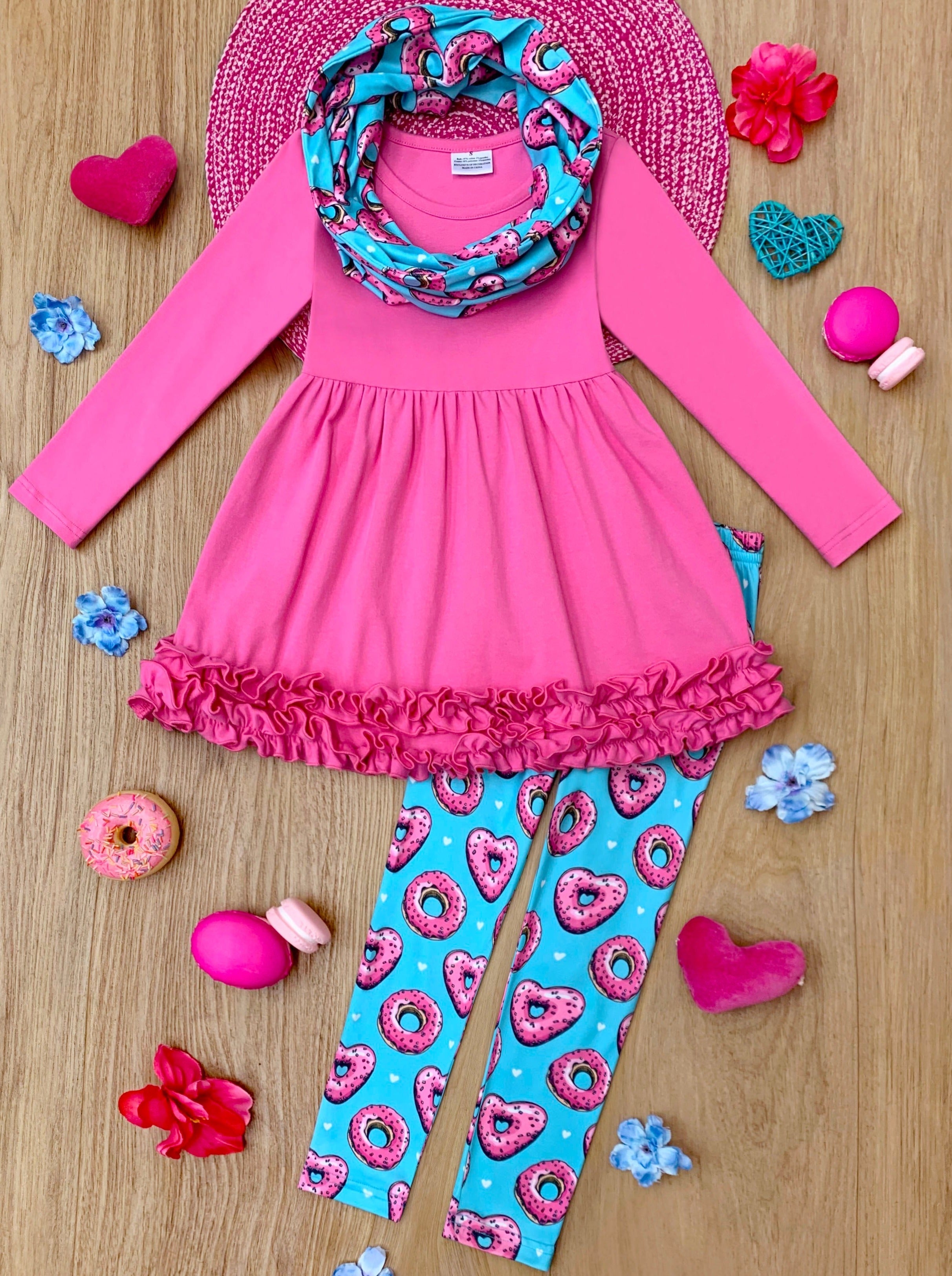 Sweet Donut Tunic, Scarf And Legging Set