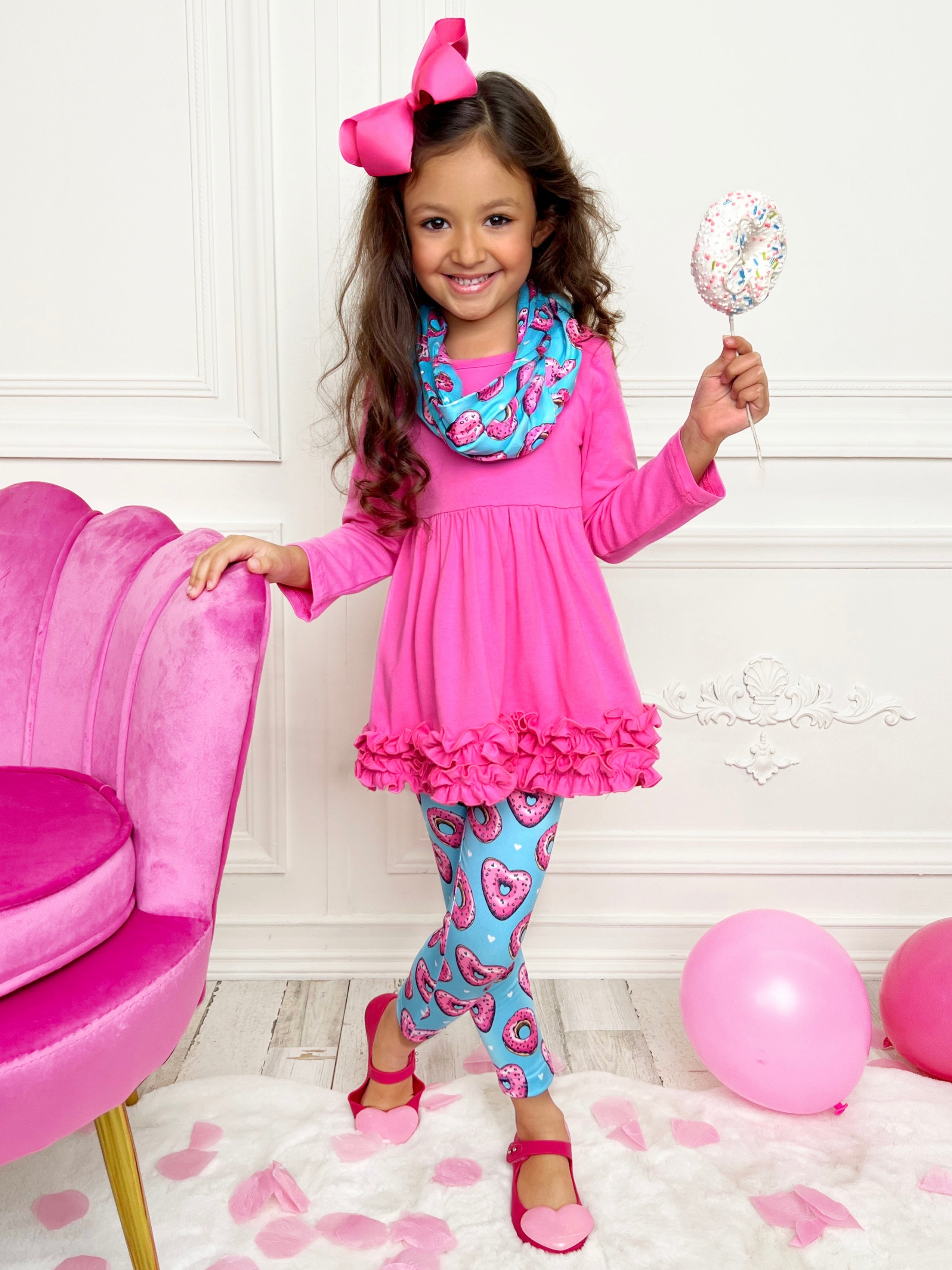 Sweet Donut Tunic, Scarf And Legging Set