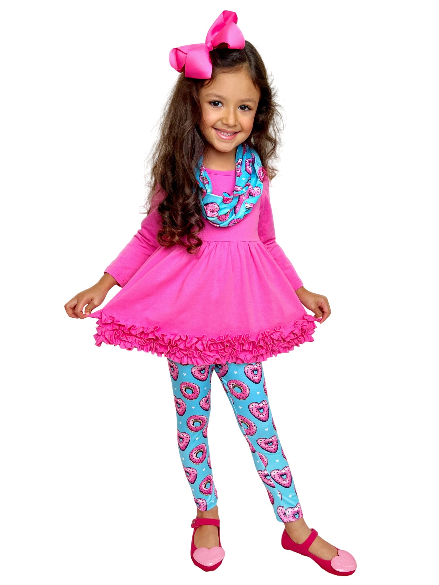 Sweet Donut Tunic, Scarf And Legging Set