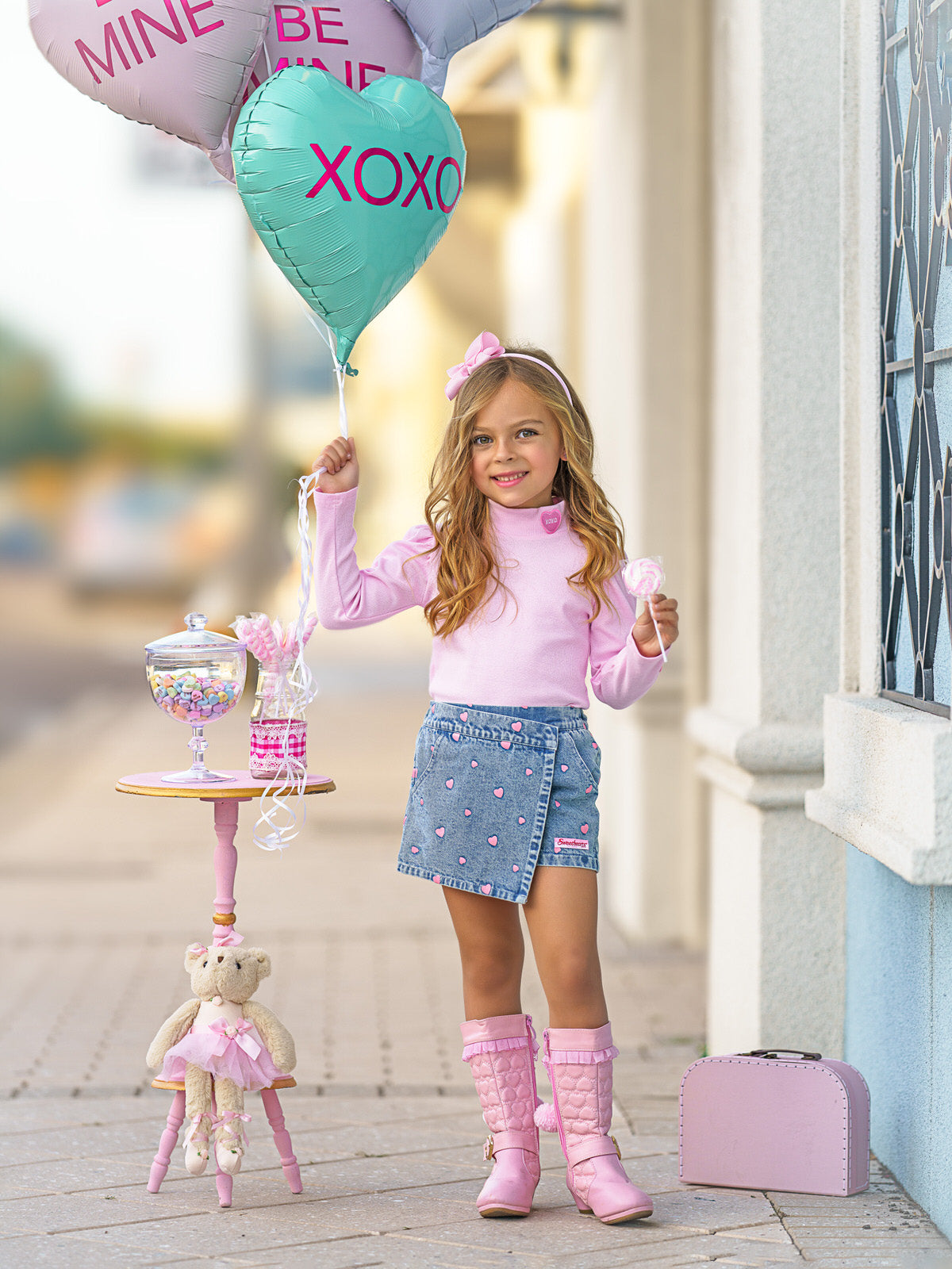 Sweethearts Xoxo Denim Skort Set