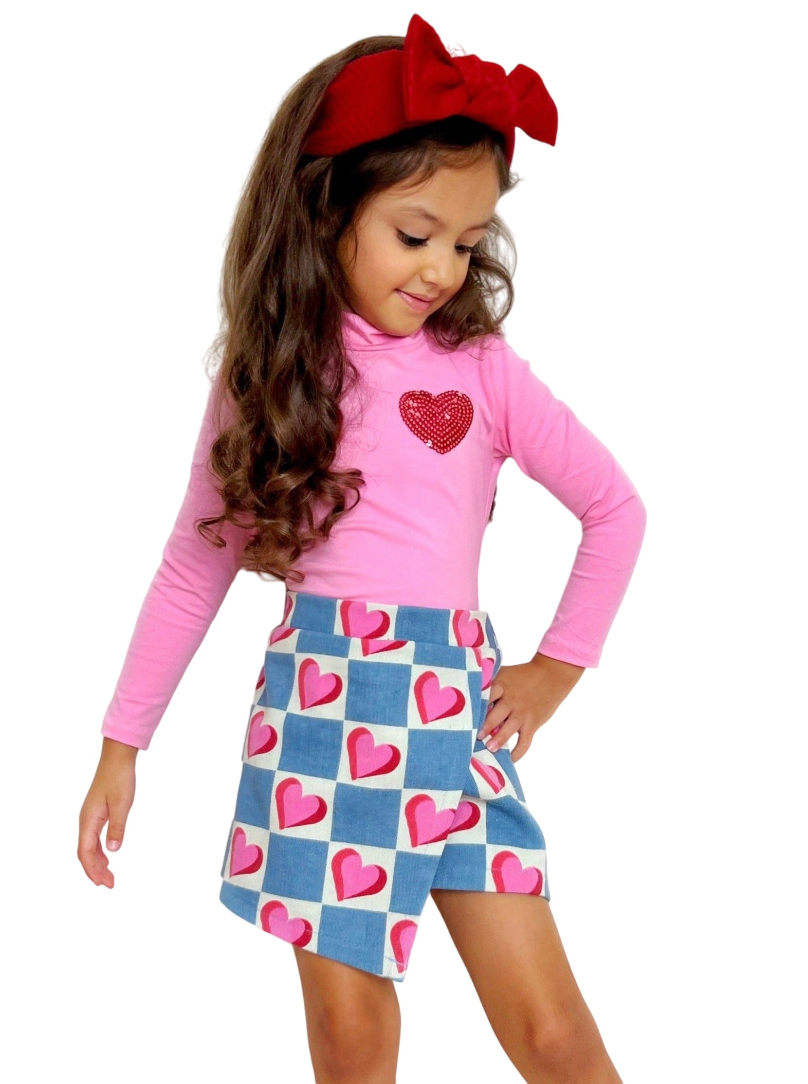 Little Miss Heartthrob Chambray Skort Set