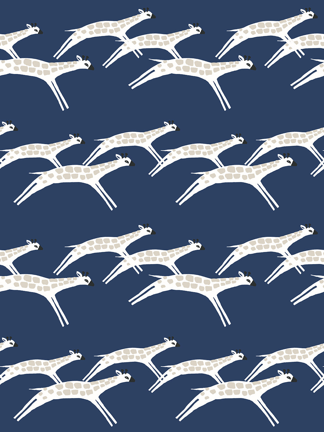 'galloping Giraffes' Wallpaper By Tea Collection - Navy
