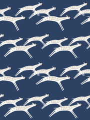 'galloping Giraffes' Wallpaper By Tea Collection - Navy