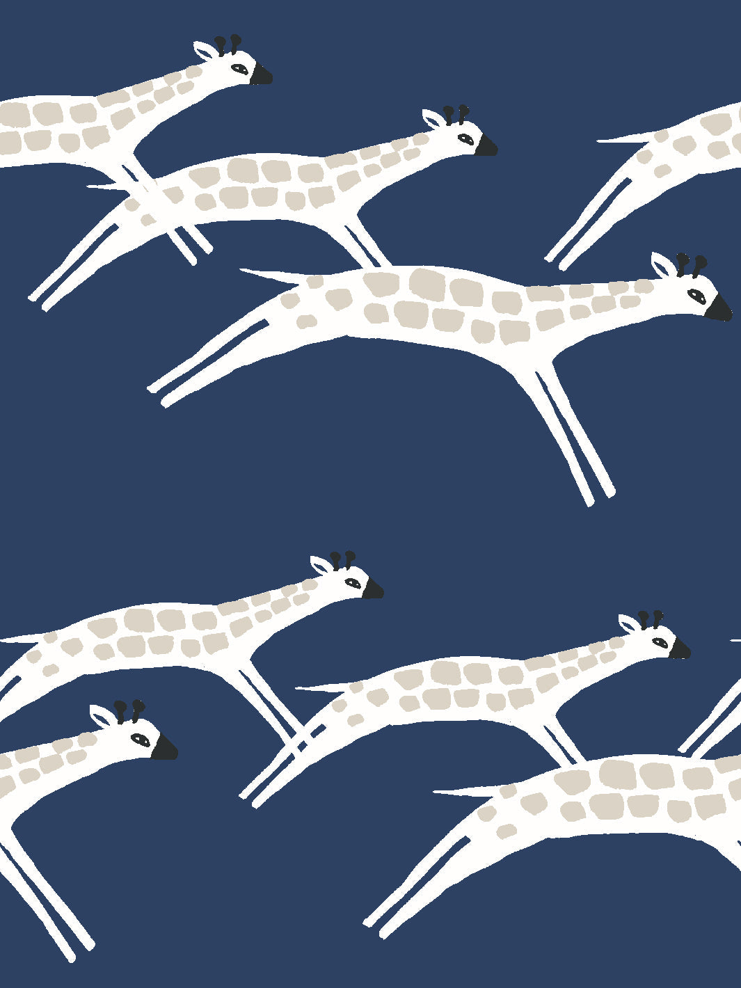 'galloping Giraffes' Wallpaper By Tea Collection - Navy
