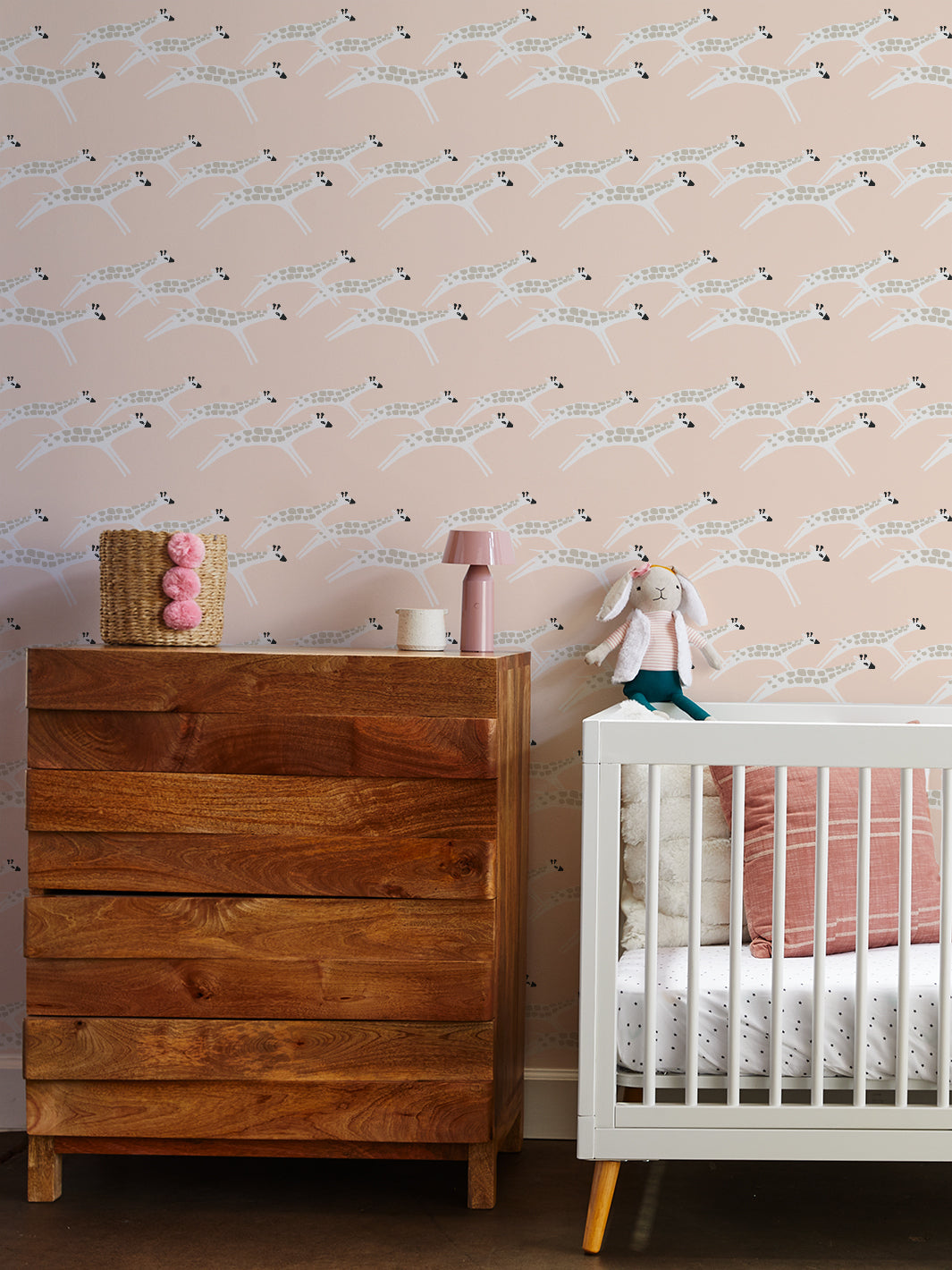 'galloping Giraffes' Wallpaper By Tea Collection - Peach
