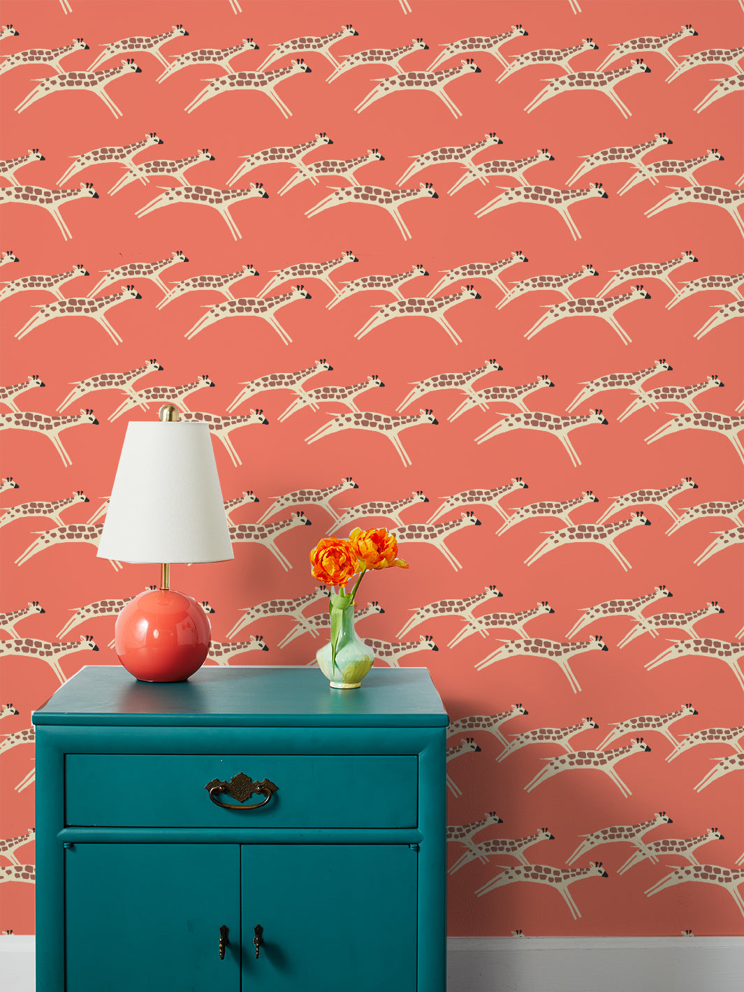 'galloping Giraffes' Wallpaper By Tea Collection - Watermelon