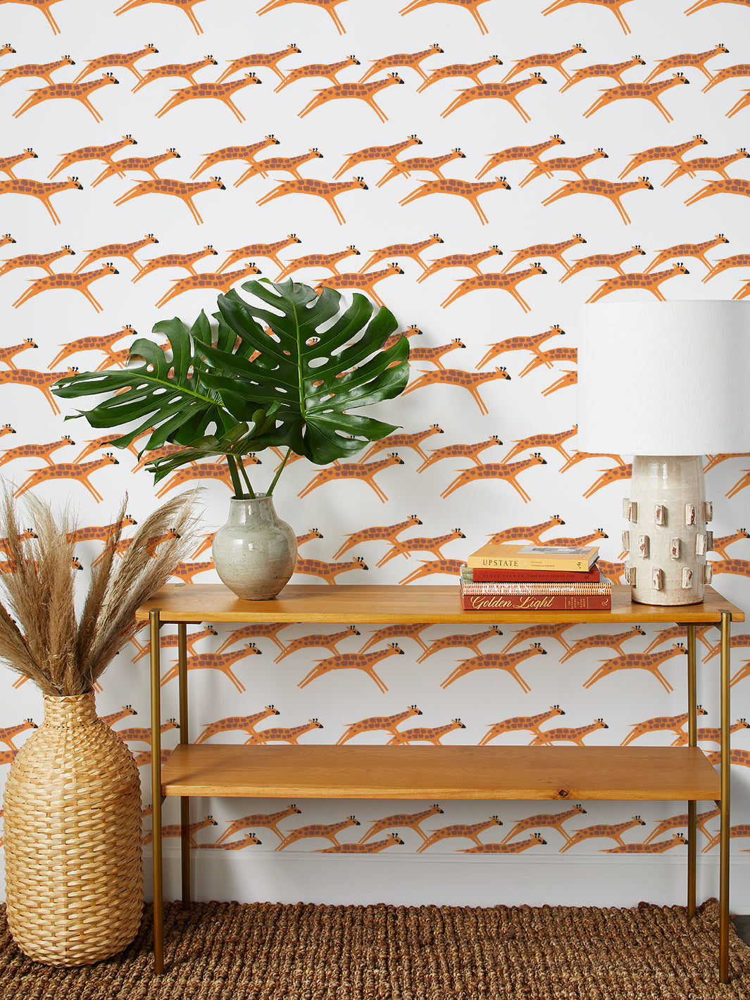 'galloping Giraffes' Wallpaper By Tea Collection - White