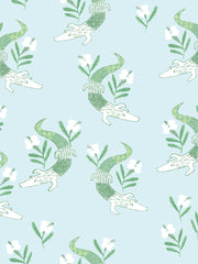 'gator Garden' Wallpaper By Tea Collection - Pale Blue
