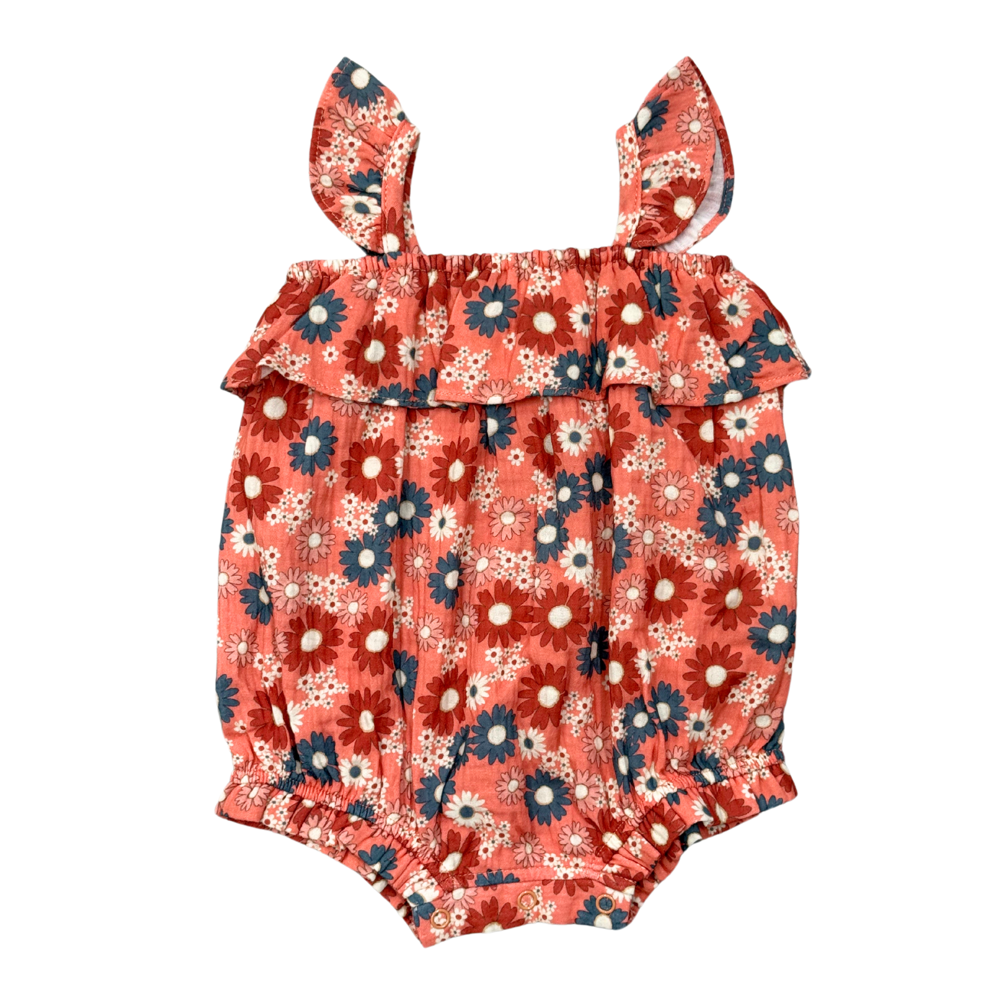 Baby Girl Gauze Bubble Romper In Zoey Daisy