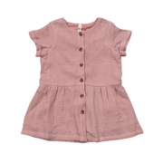 Girls Gauze Button Dress In Spring Mauve