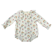 Girls Gauze Frill Neck Bodysuit In Meadow Bloom