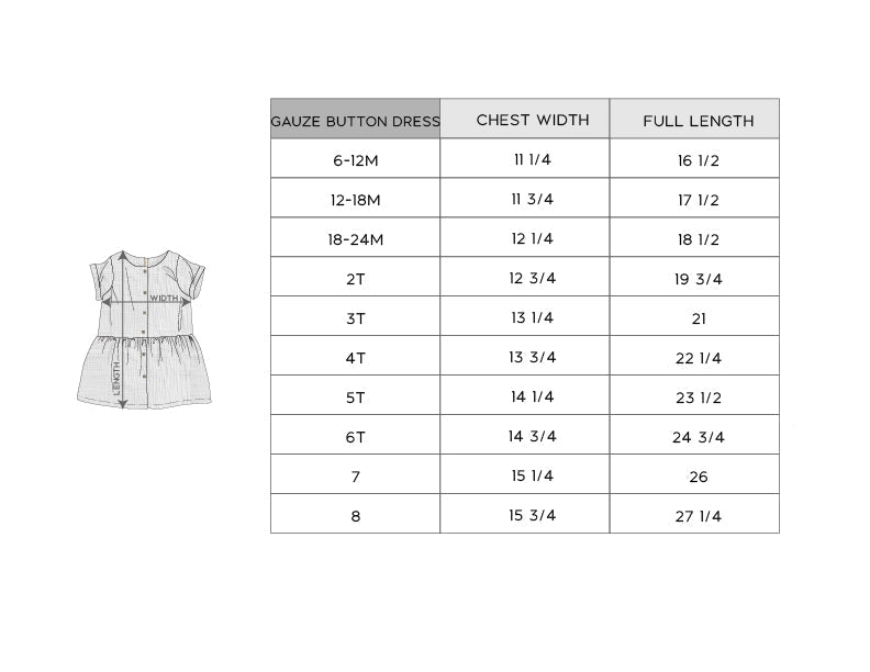 Girls Gauze Button Dress In Mini Daisy On Cream