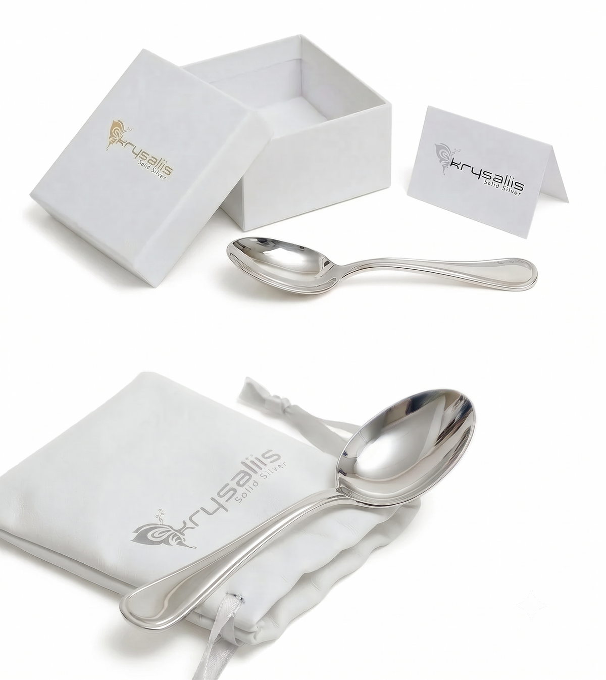 Classic Sterling Silver Baby Feeding Spoon By Krysaliis