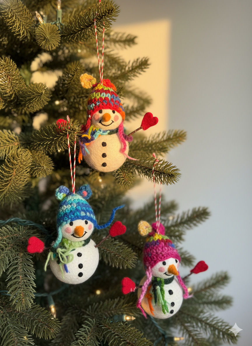 Snowman Ornament With Weaving Hat