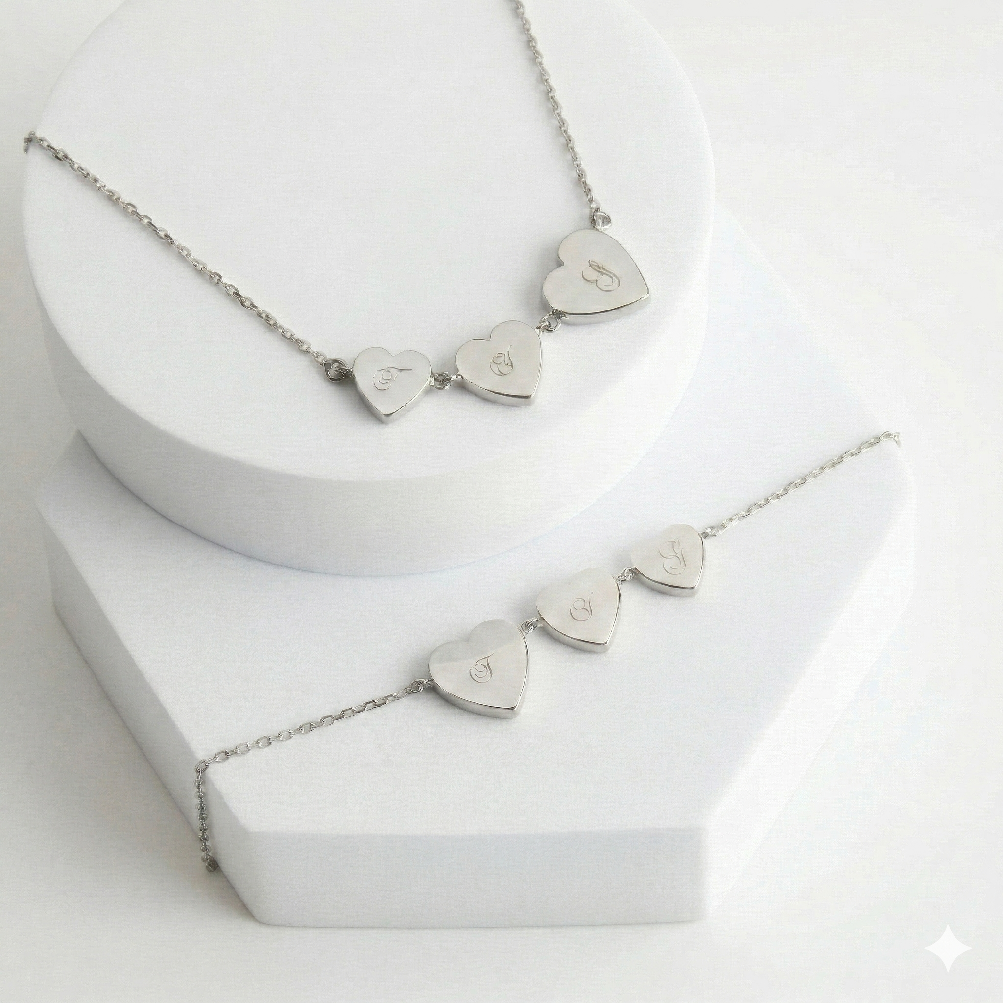Mysha Personalized Triple Serenade Heart Pendant