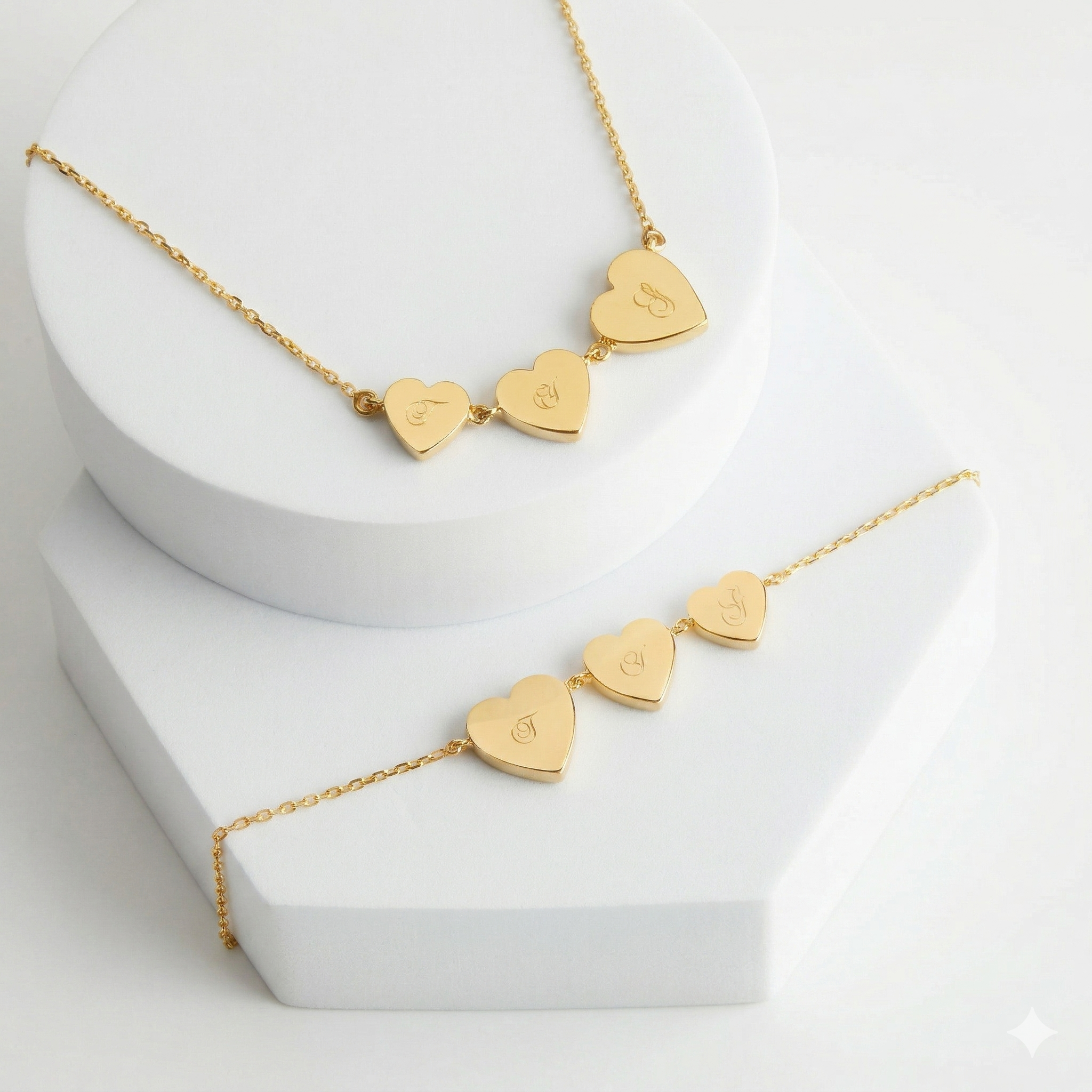 Mysha Personalized Triple Serenade Heart Pendant