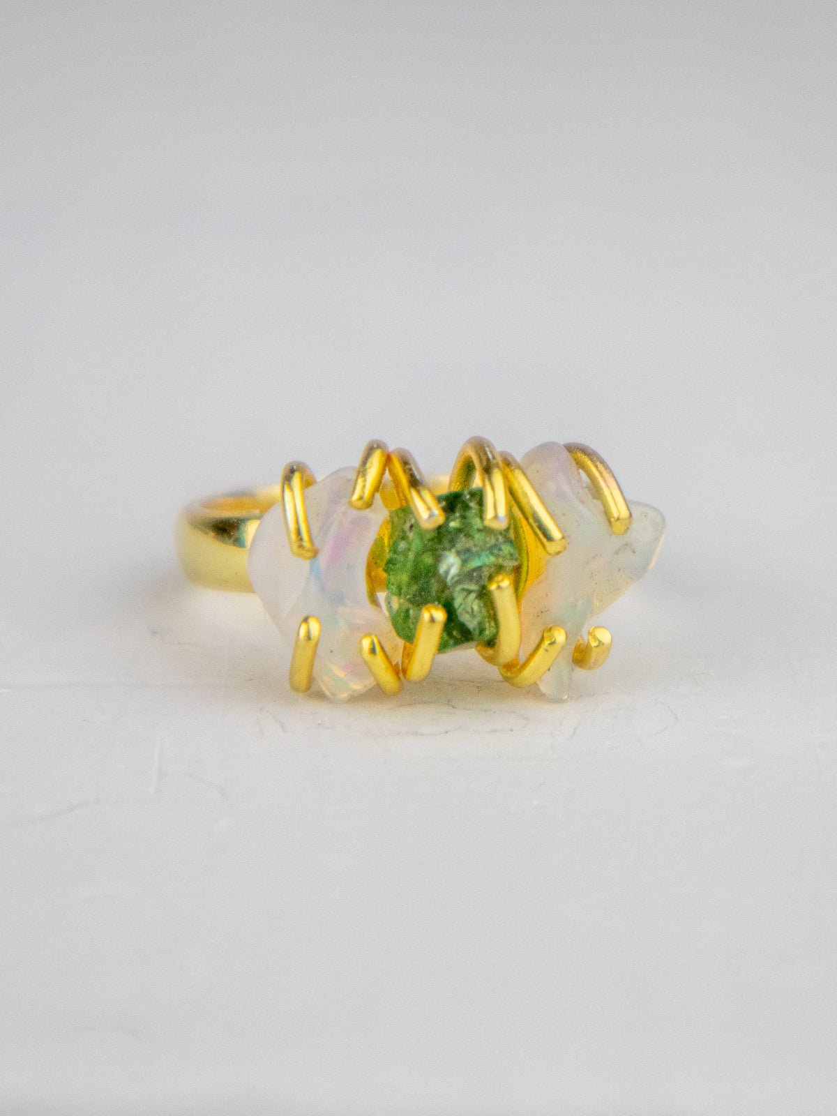 Opal/peridot Cluster Ring - Gold