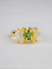 Opal/peridot Cluster Ring - Gold