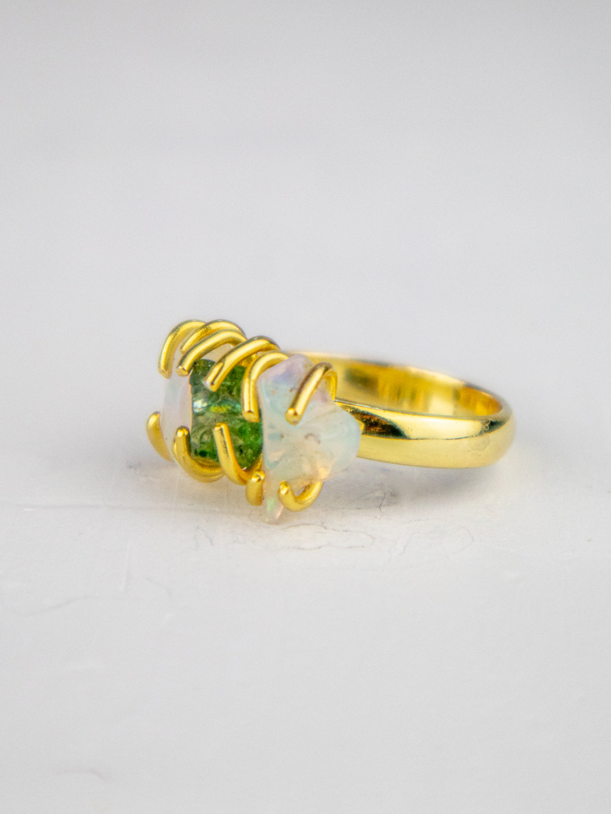 Opal/peridot Cluster Ring - Gold