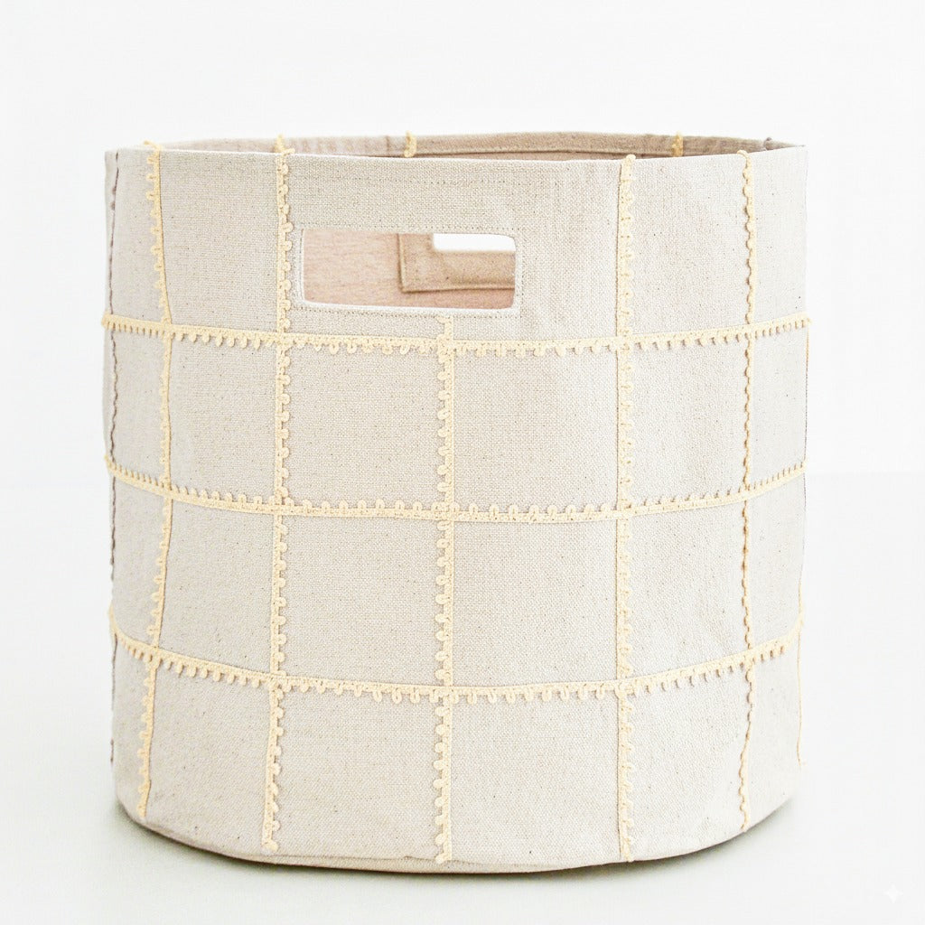 Handmade Canvas Storage Basket Mesh Lace -oat