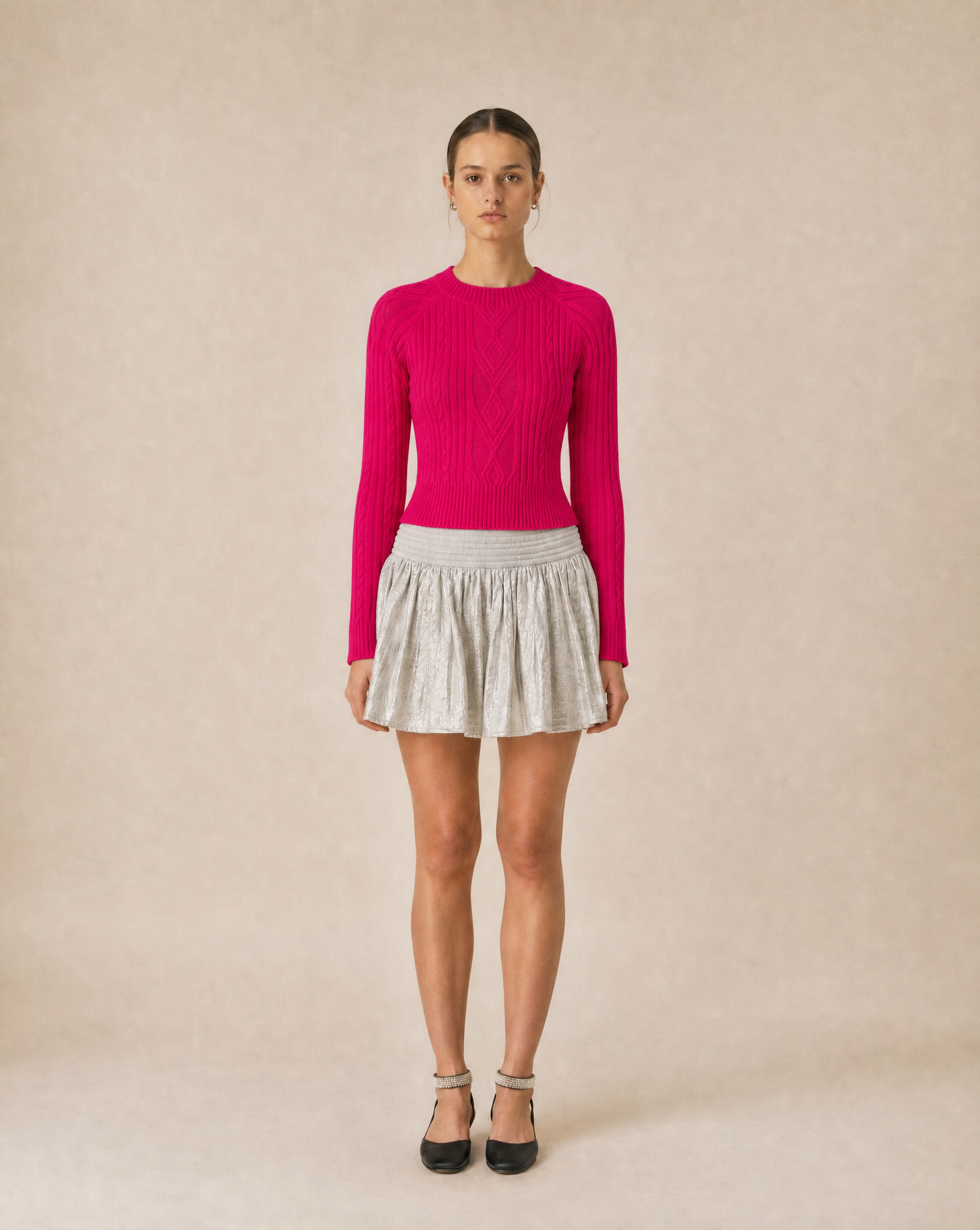 Aa Fuchsia Braid-knitted Sweater