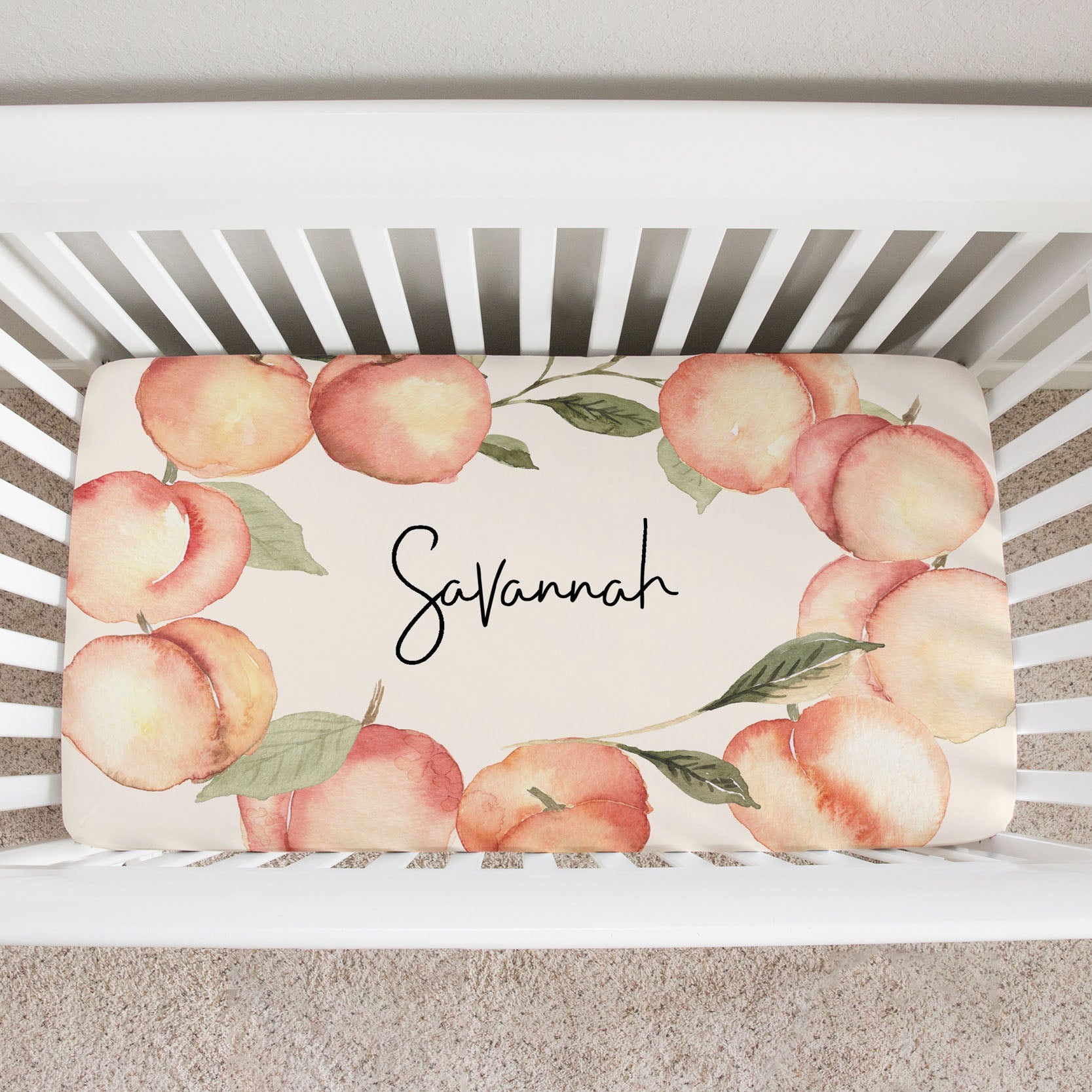 Custom Crib Sheet Georgia Peach Personalized Nursery
