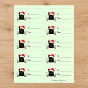 German Shepherd Santa Paws Gift Tag Sticker Sheet